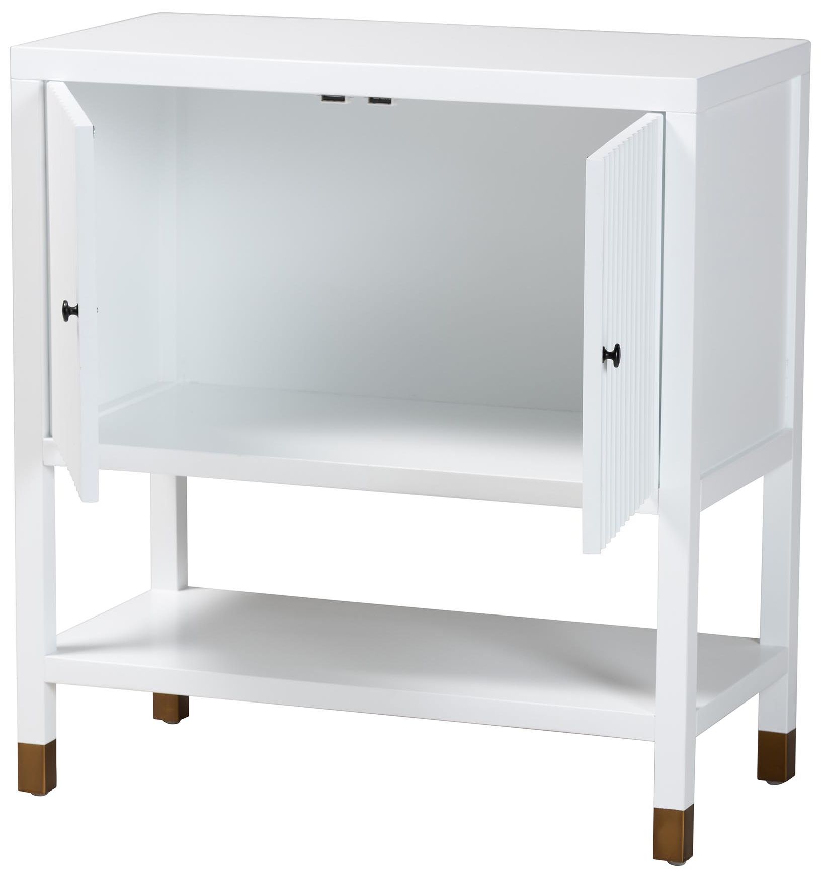 Image 3 bali & pari Aiden Fluted Sideboard 2 Door Storage Cabinet with Shelf more views