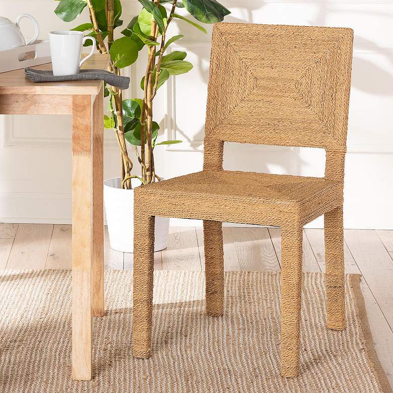 Image 1 bali & pari Anfield Modern Natural Seagrass and Mahogany Wood Dining Ch