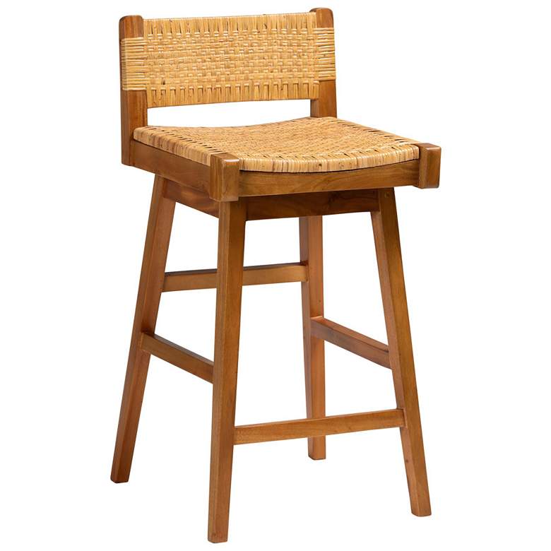 Image 1 bali & pari Asgart Bohemian Seagrass and Mahogany Wood Bar Stool