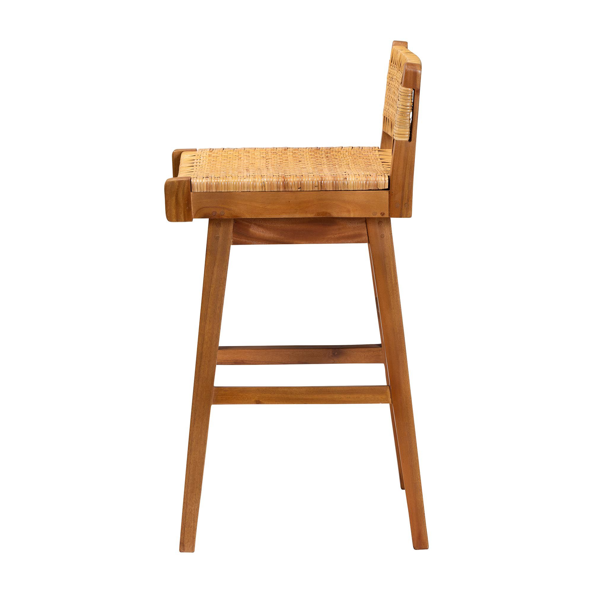 Image 3 bali & pari Asgart Bohemian Seagrass and Mahogany Wood Bar Stool more views