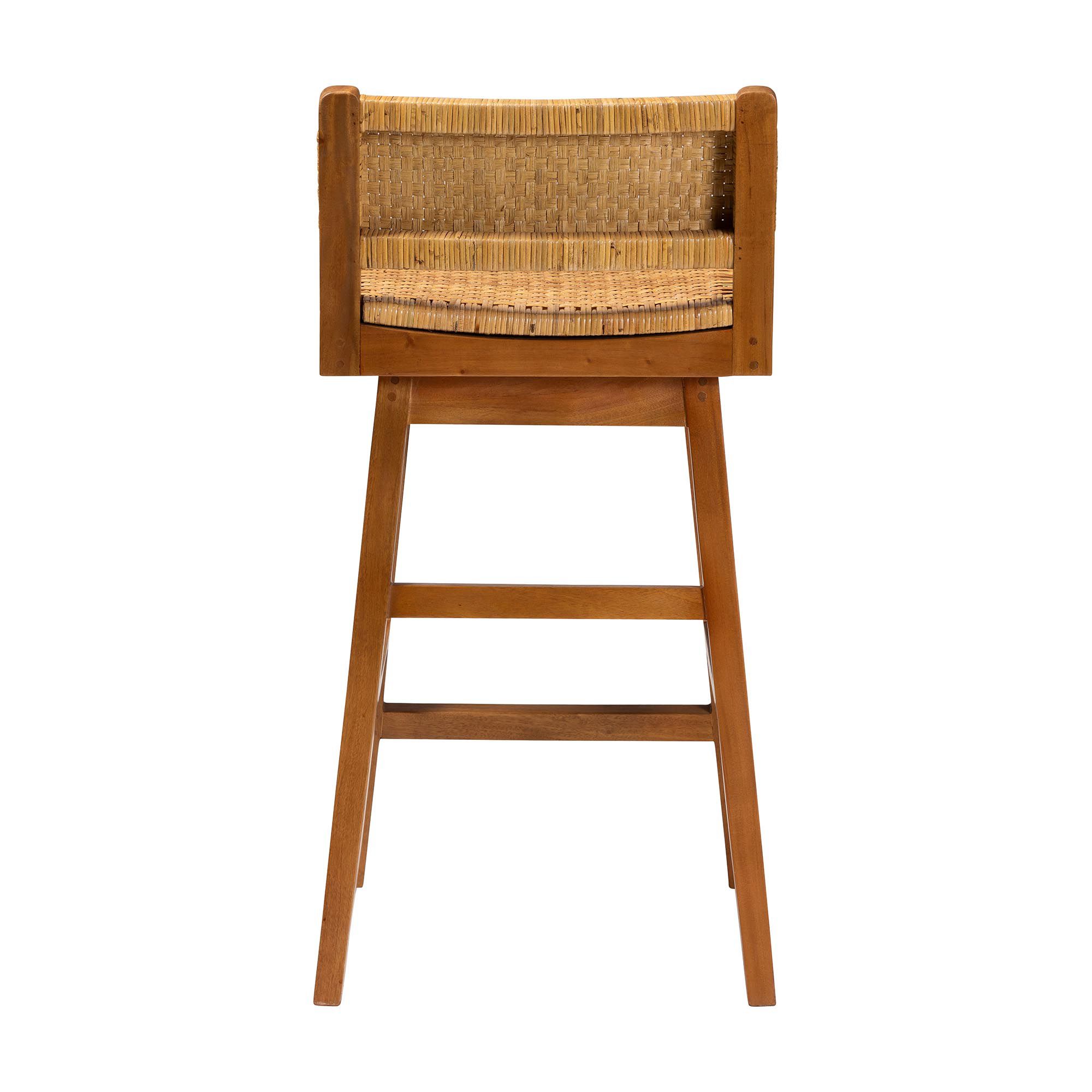 Image 6 bali & pari Asgart Bohemian Seagrass and Mahogany Wood Bar Stool more views