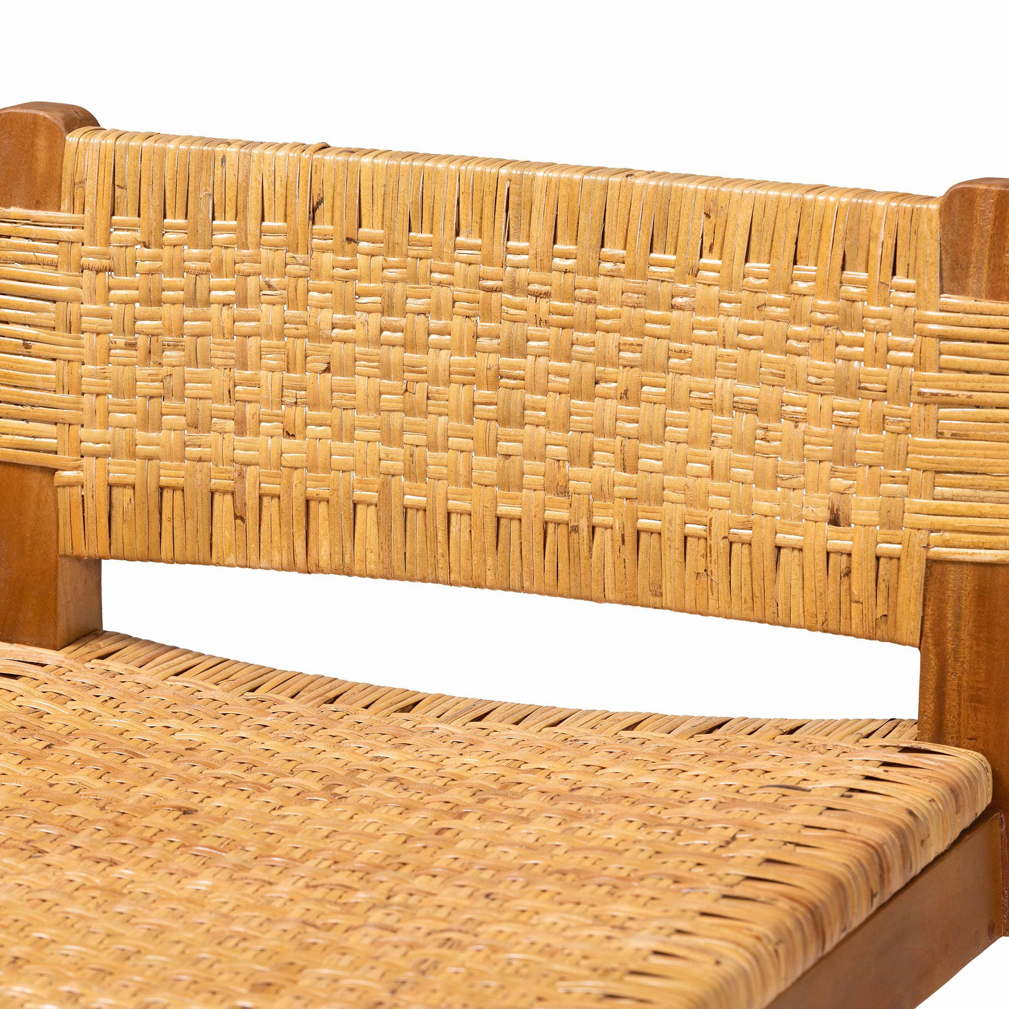 Image 7 bali & pari Asgart Bohemian Seagrass and Mahogany Wood Bar Stool more views