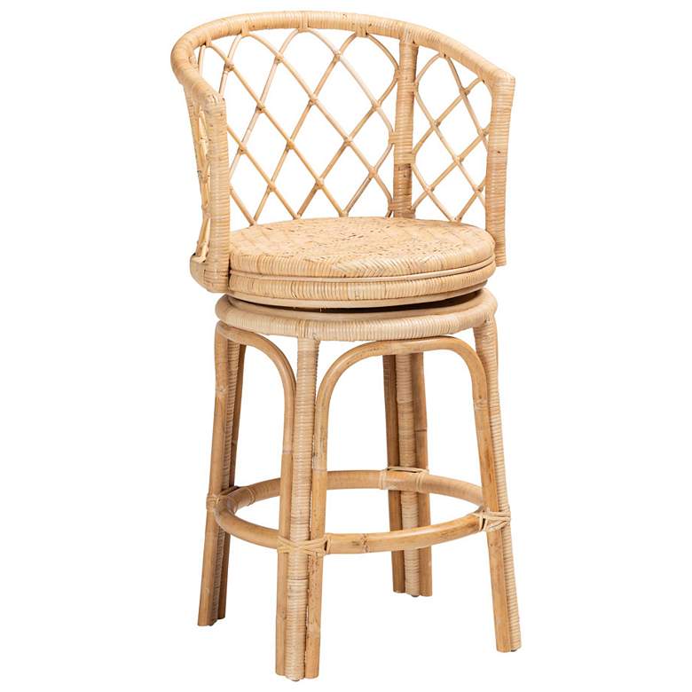 Image 1 bali & pari Ayu Bohemian Light Honey Rattan Swivel Counter Stool