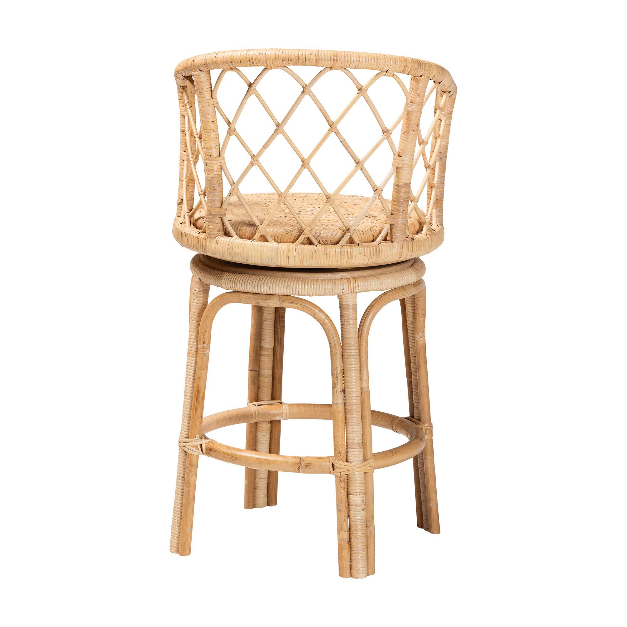 Image 5 bali & pari Ayu Bohemian Light Honey Rattan Swivel Counter Stool more views