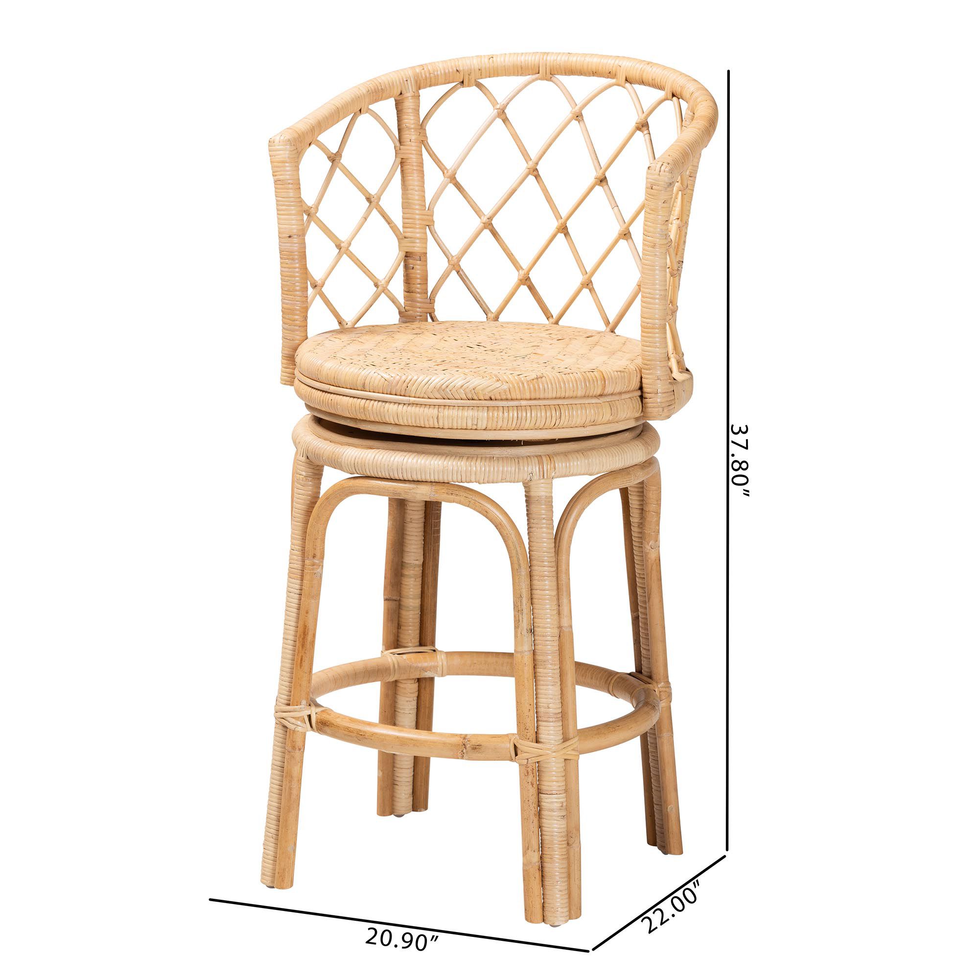 bali & pari Ayu Bohemian Light Honey Rattan Swivel Counter Stool