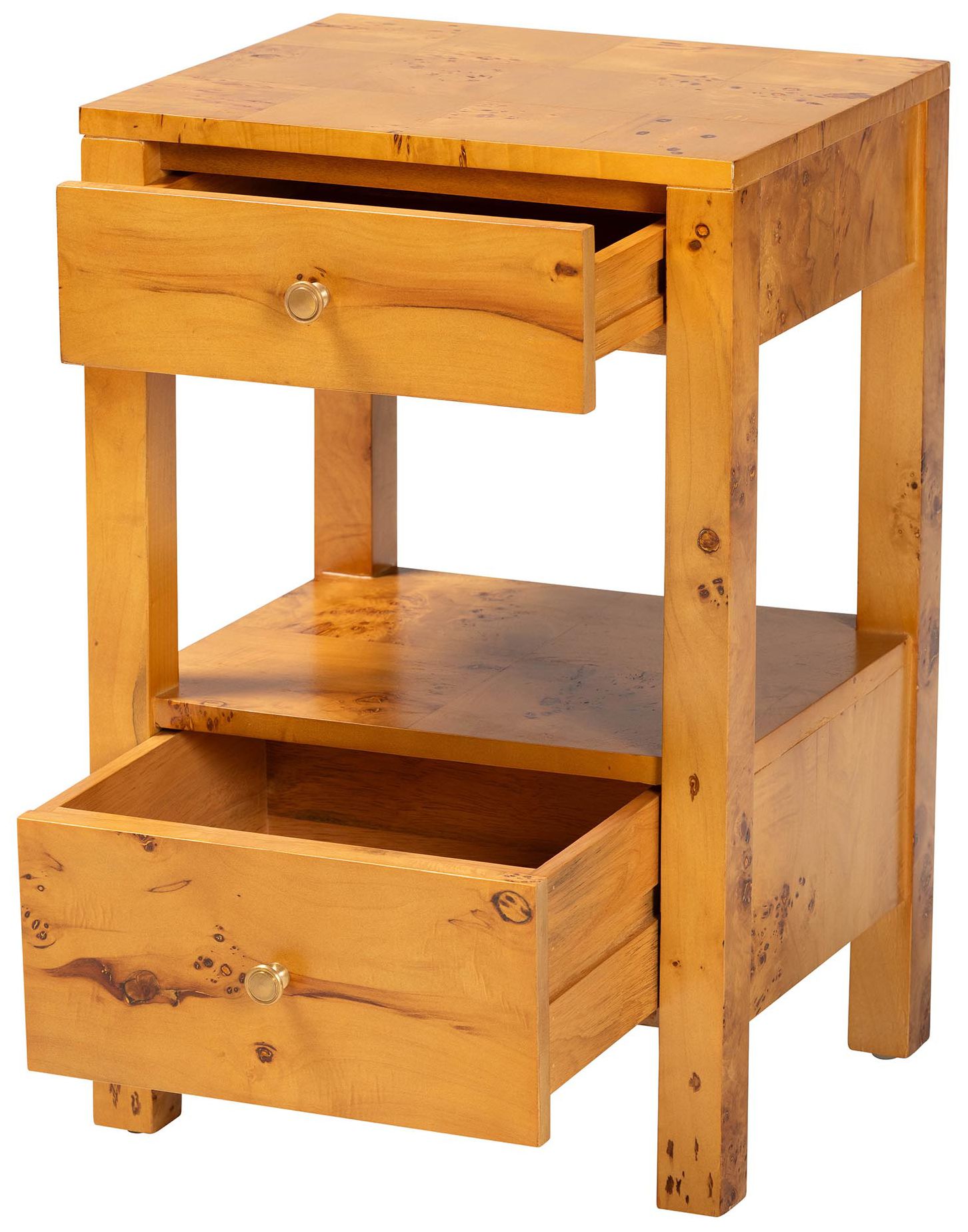 Image 3 bali & pari Azmi  Natural Light Mappa Burl Wood 2-Drawer Nightstand more views