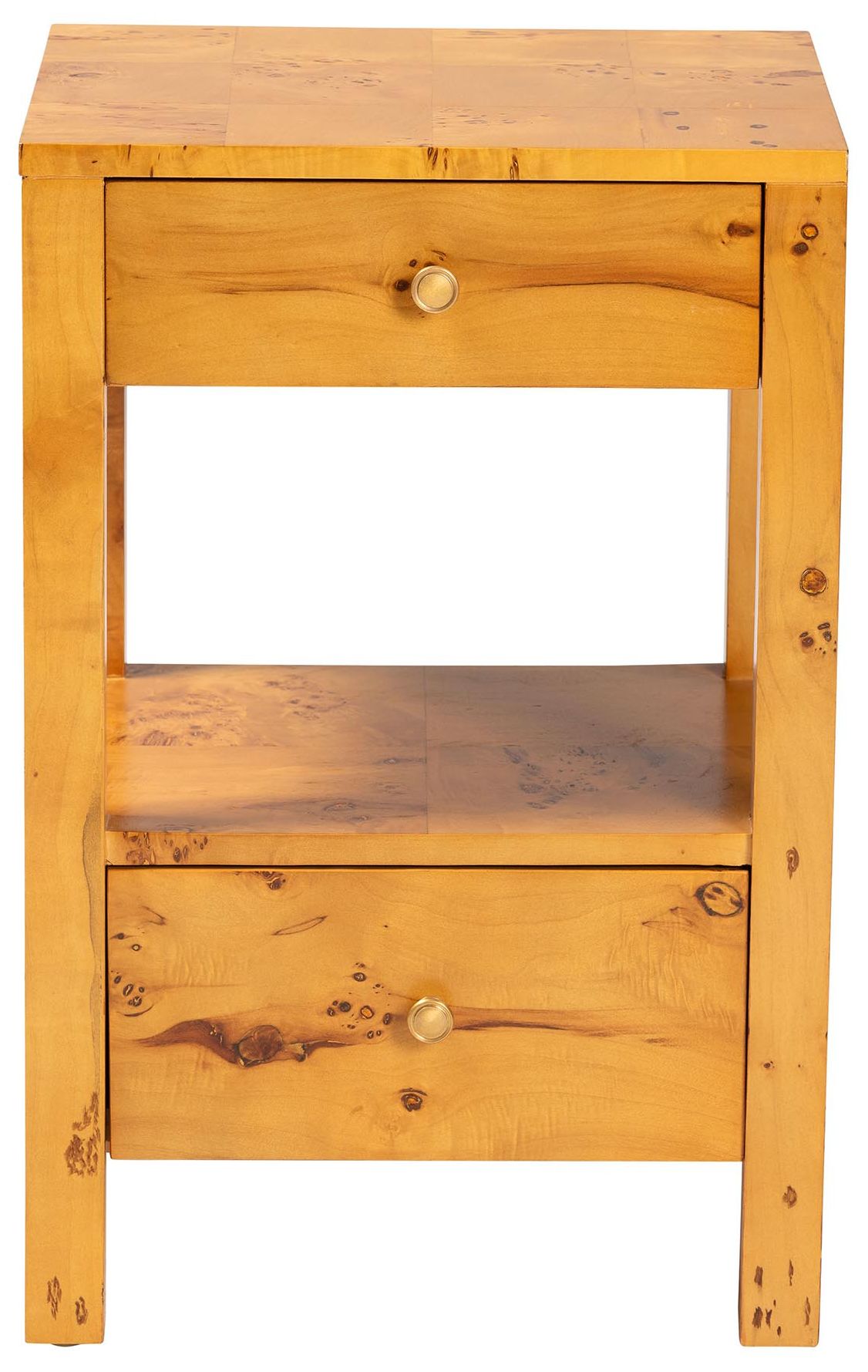 Image 4 bali & pari Azmi  Natural Light Mappa Burl Wood 2-Drawer Nightstand more views