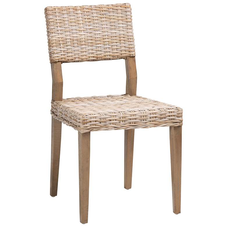 Image 1 bali & pari Barossa Grey Kubu Rattan and Mahogany Wood Dining Chair