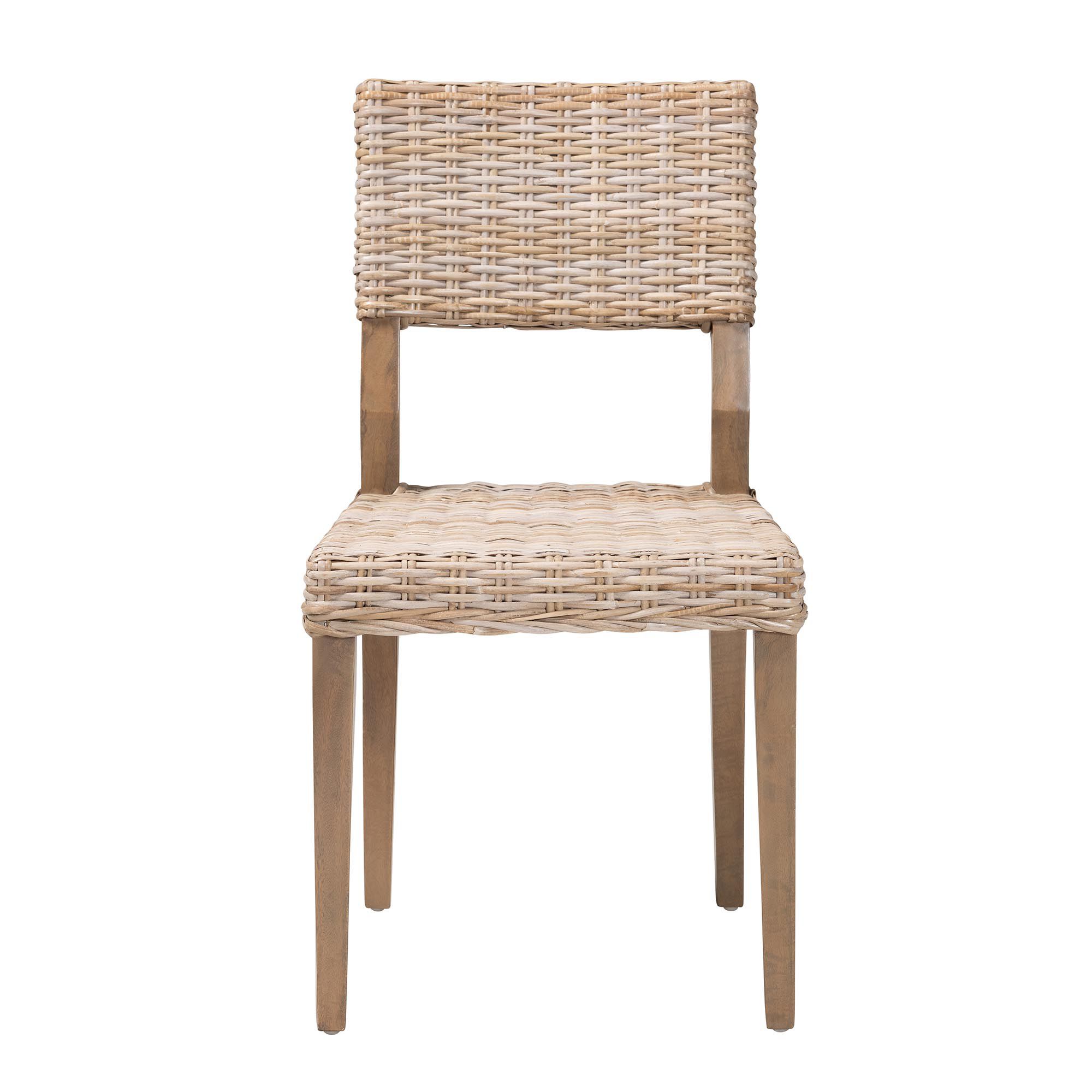 Image 4 bali & pari Barossa Grey Kubu Rattan and Mahogany Wood Dining Chair more views