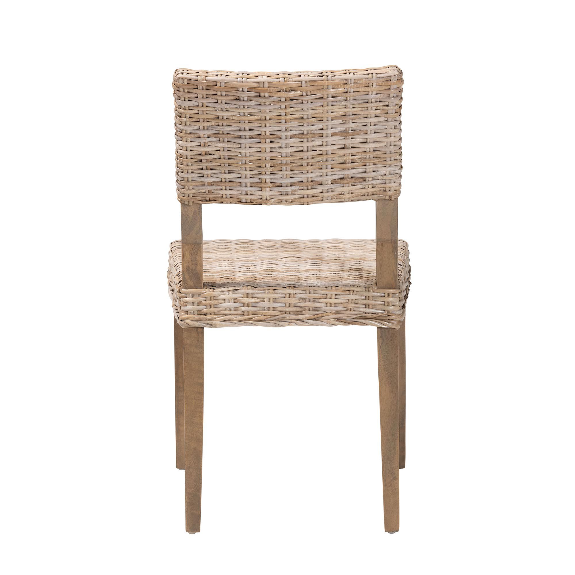Image 6 bali & pari Barossa Grey Kubu Rattan and Mahogany Wood Dining Chair more views