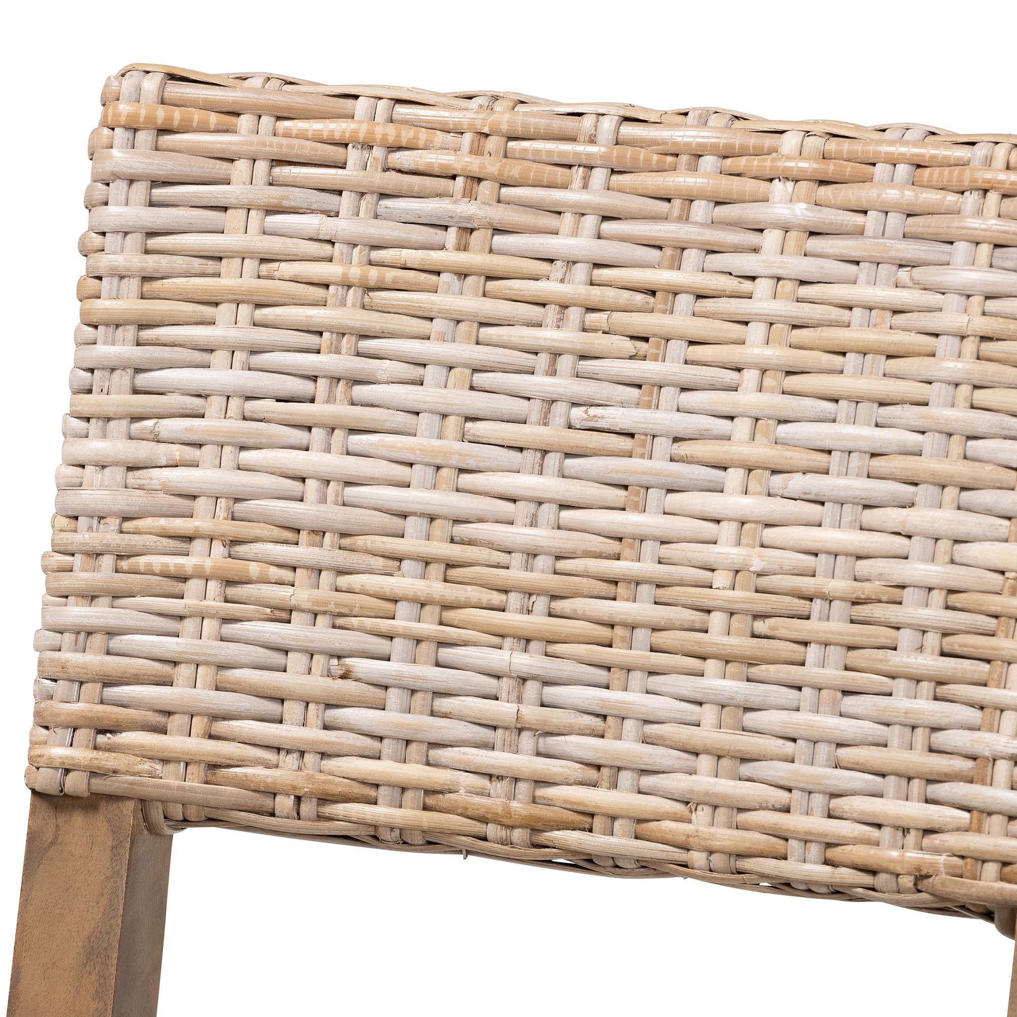 Image 7 bali & pari Barossa Grey Kubu Rattan and Mahogany Wood Dining Chair more views