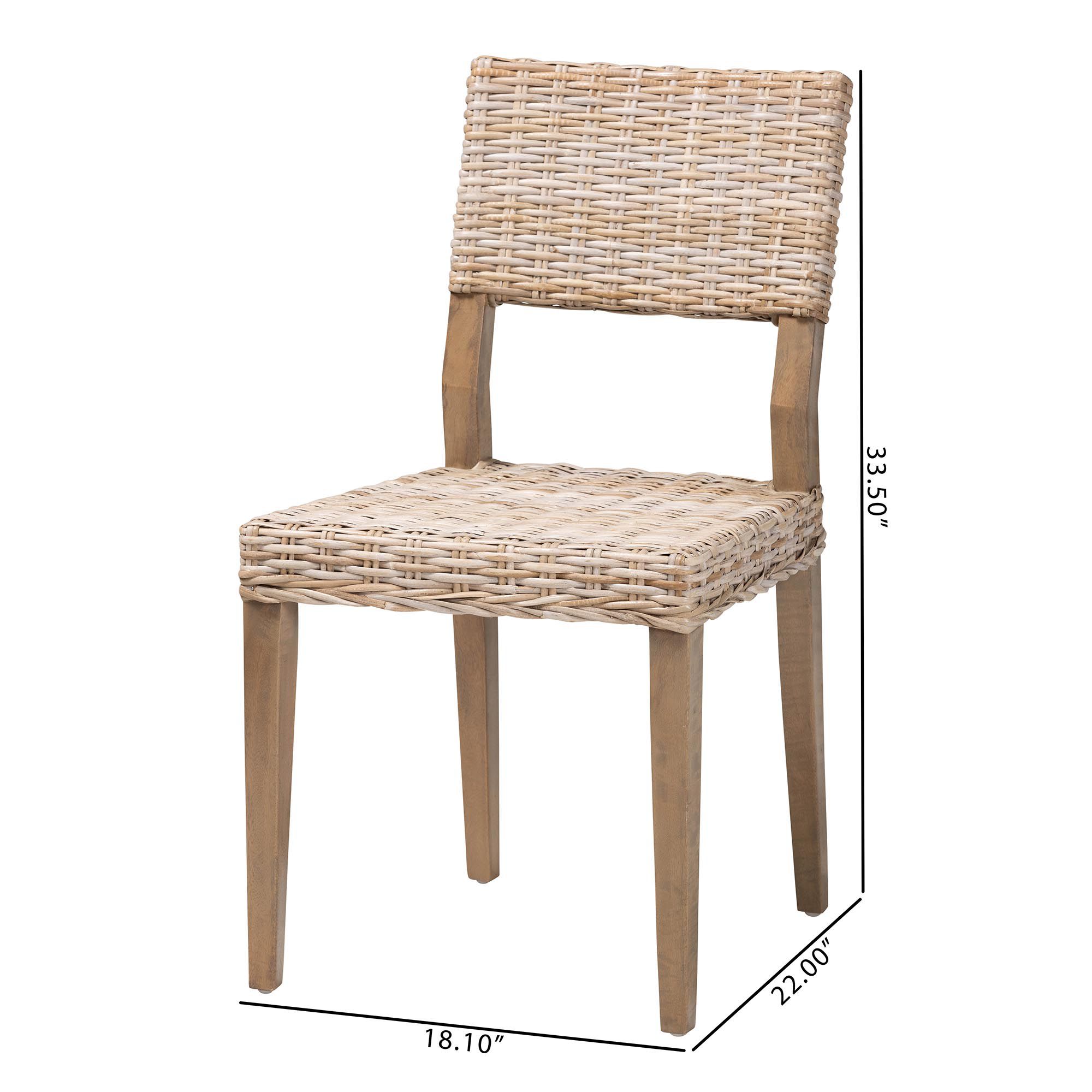 bali & pari Barossa Grey Kubu Rattan and Mahogany Wood Dining Chair