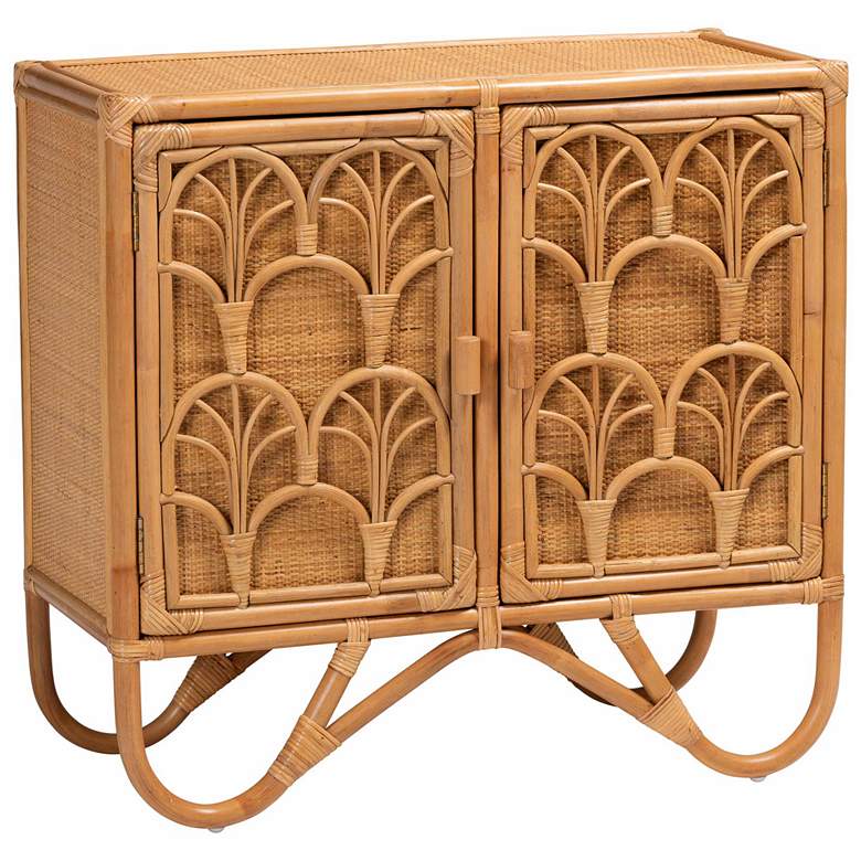 Image 1 bali & pari Baylor Bohemian Light Honey Rattan Storage Cabinet