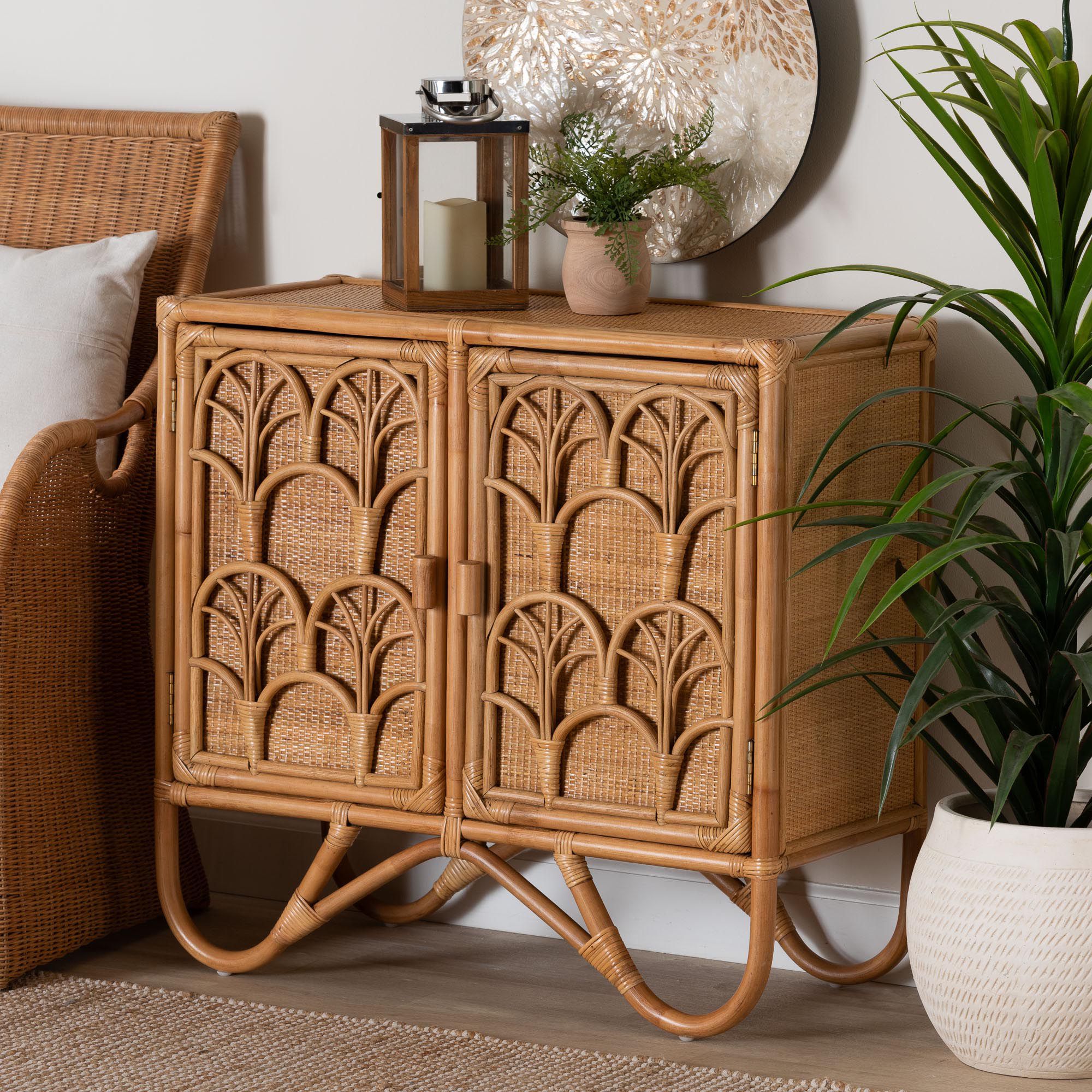 Thumbnail1 of bali & pari Baylor Bohemian Light Honey Rattan Storage Cabinet