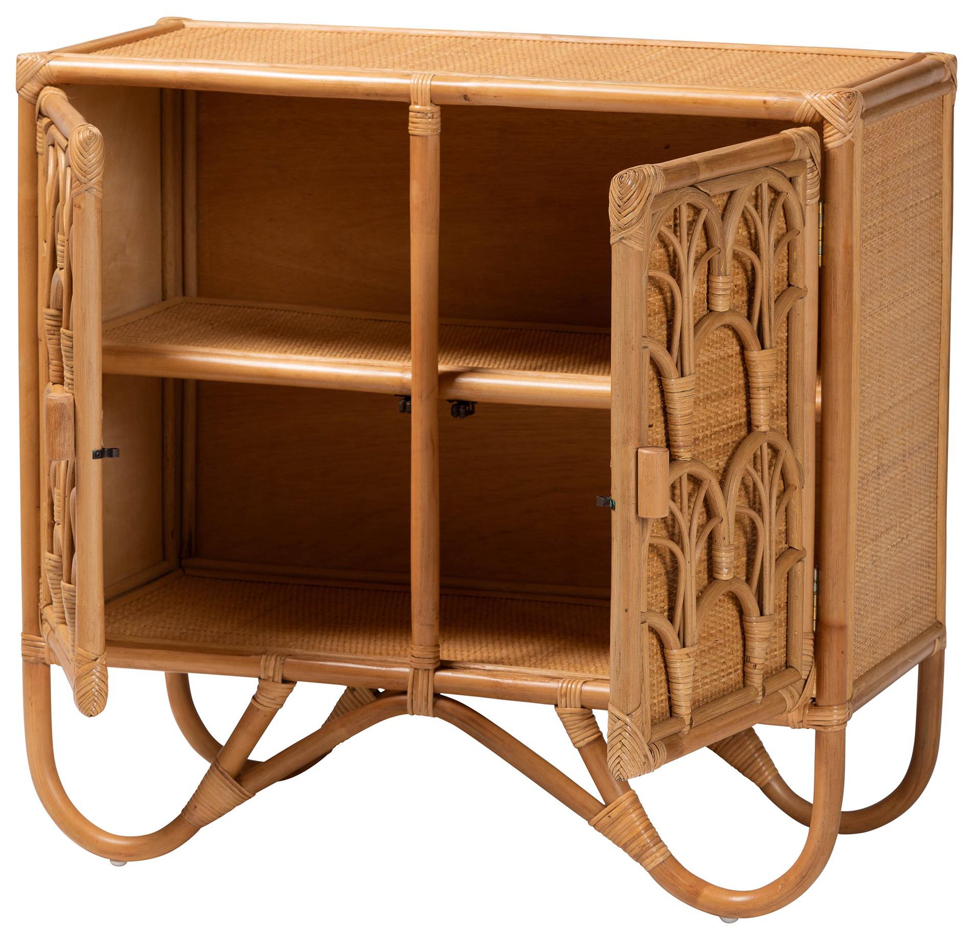 Thumbnail3 of bali & pari Baylor Bohemian Light Honey Rattan Storage Cabinet more views
