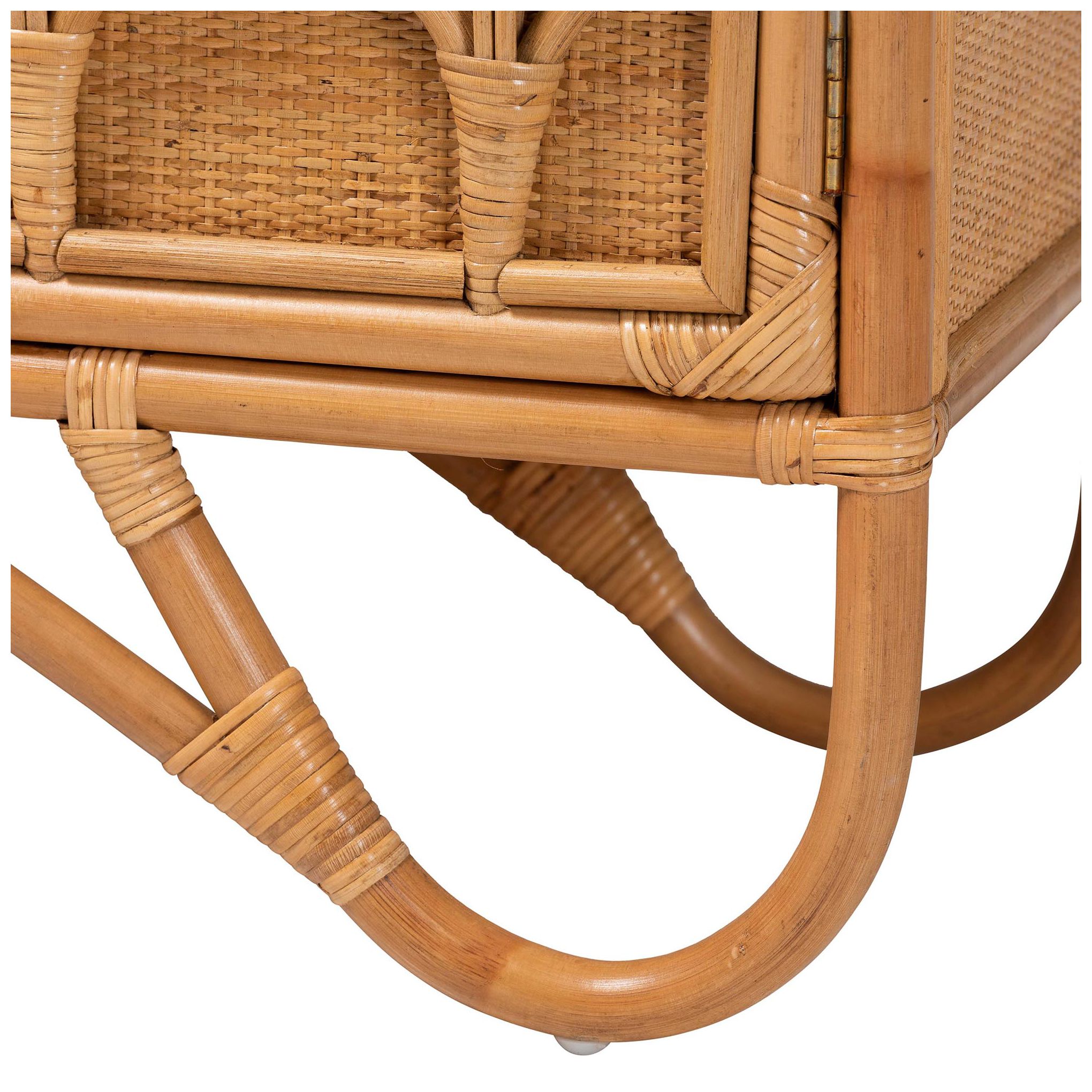 bali & pari Baylor Bohemian Light Honey Rattan Storage Cabinet