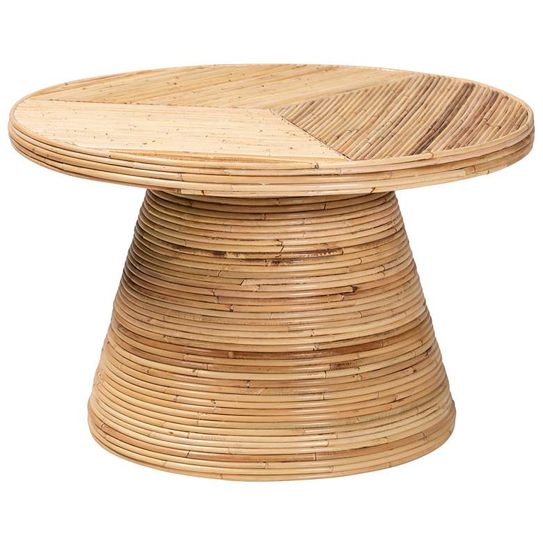 Image 1 bali & pari Bella Modern Natural Rattan and Mahogany Wood Coffee Table