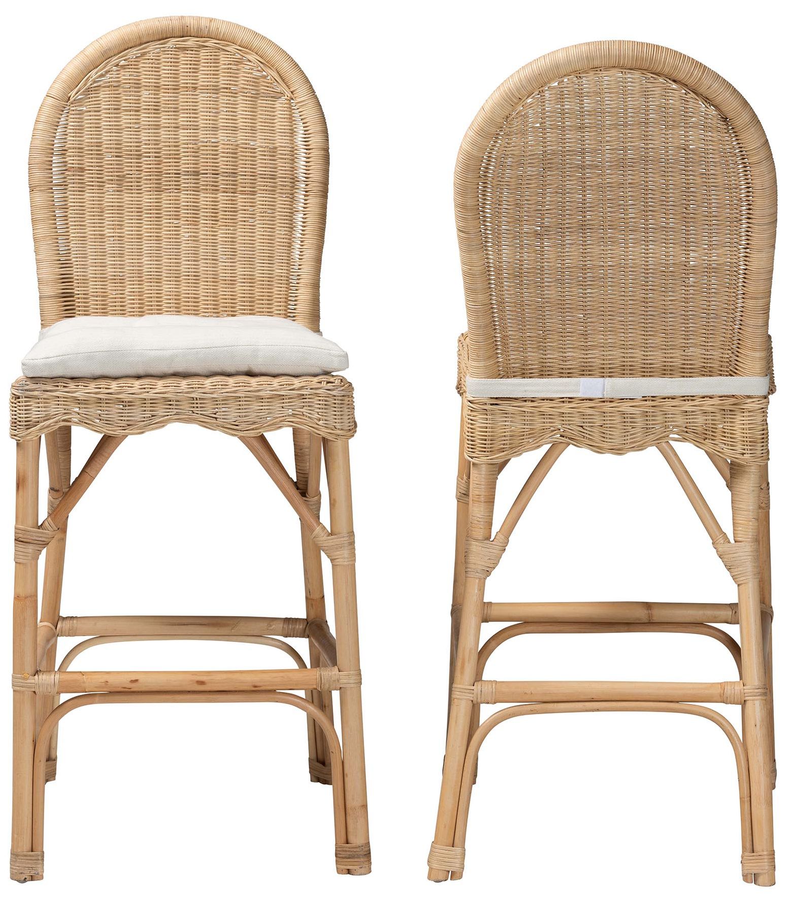 Image 4 bali & pari Bilu Bohemian Natural Rattan 2-Piece Bar Stool Set more views