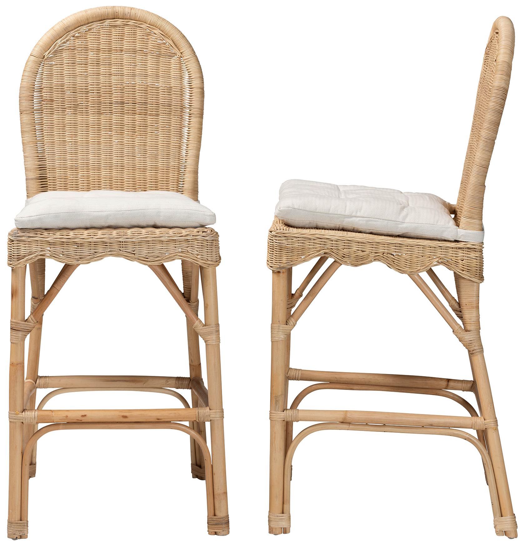 Image 5 bali & pari Bilu Bohemian Natural Rattan 2-Piece Bar Stool Set more views
