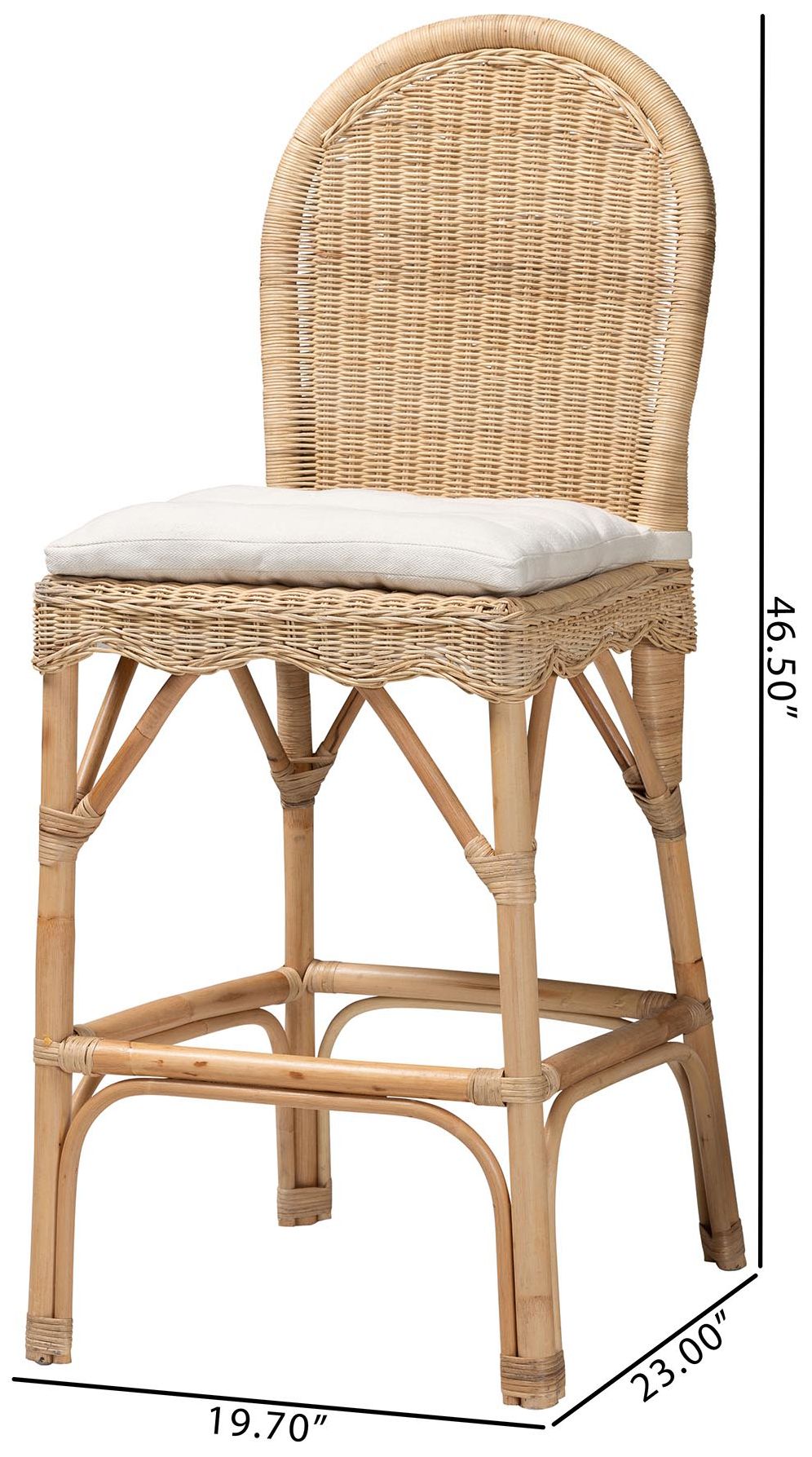 bali &amp; pari Bilu Bohemian Natural Rattan 2-Piece Bar Stool Set