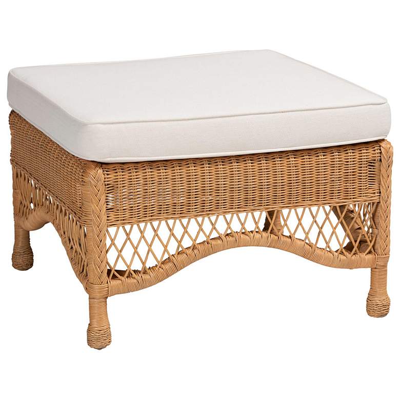 Image 1 bali & pari Brooklyn Bohemian Light Honey Braided Rattan Ottoman Stool