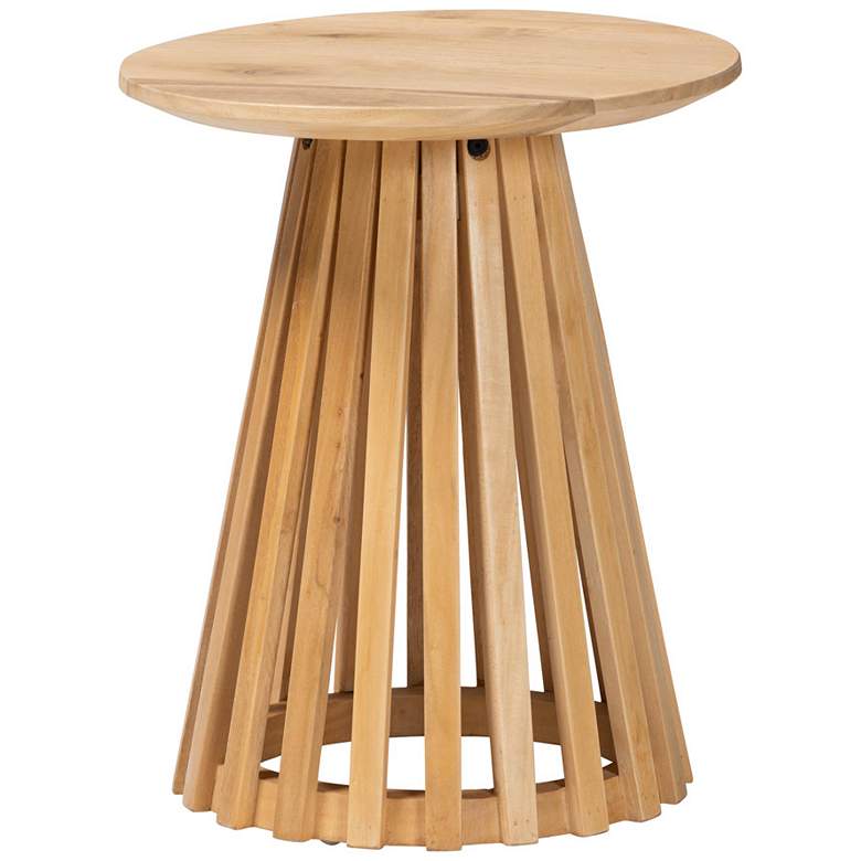 Image 1 bali & pari Caribic Modern Slatted Acacia Wood End Table