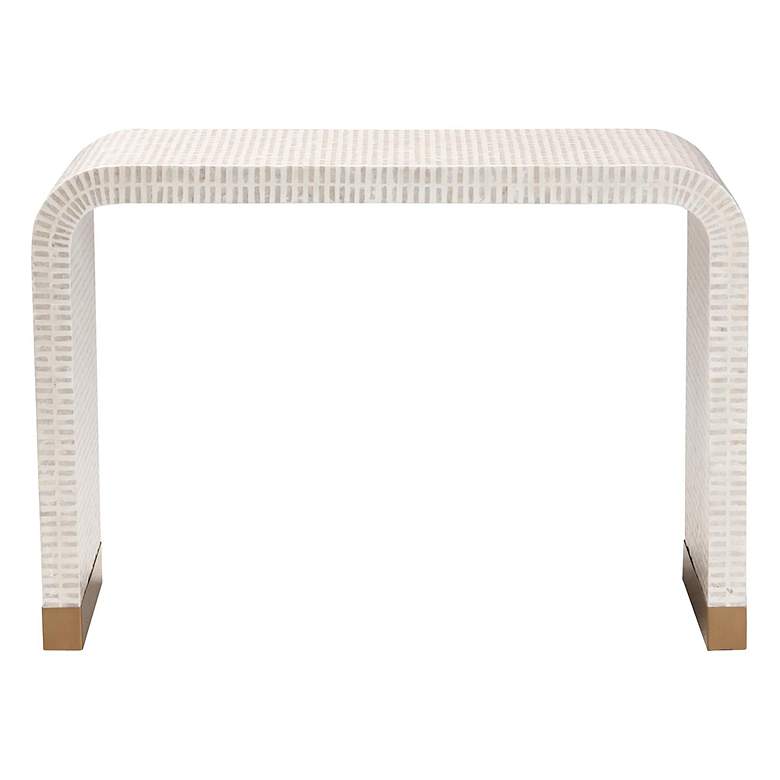 Image 4 bali & pari Carlyn Beige and White Mother of Pearl Shell Console Table more views