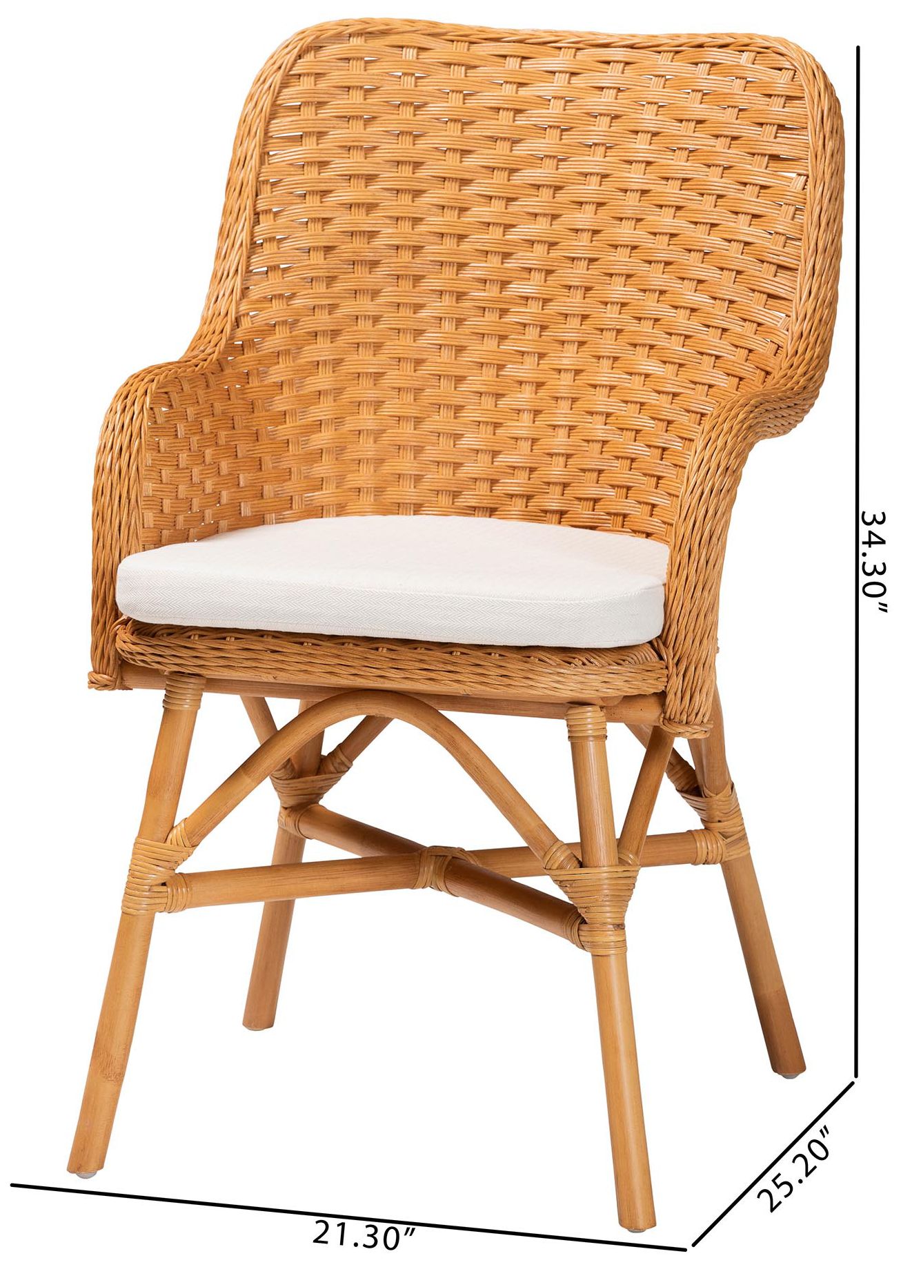 bali & pari Celsie Bohemian Light Honey Rattan Dining Chair