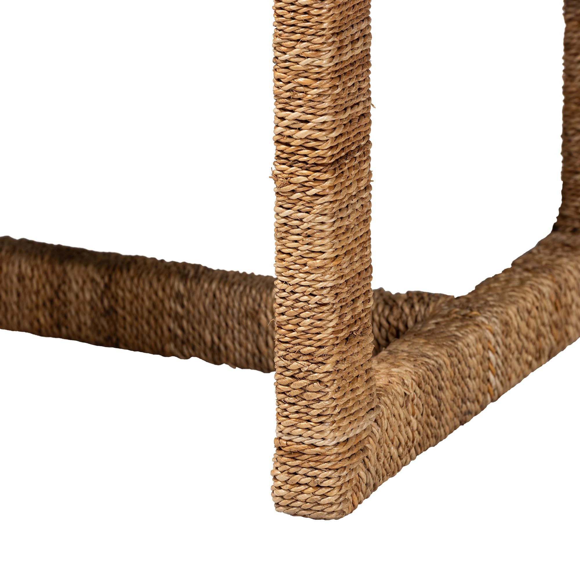 Image 6 bali & pari Cipally Bohemian Seagrass and Mahogany Wood Accent Bench more views