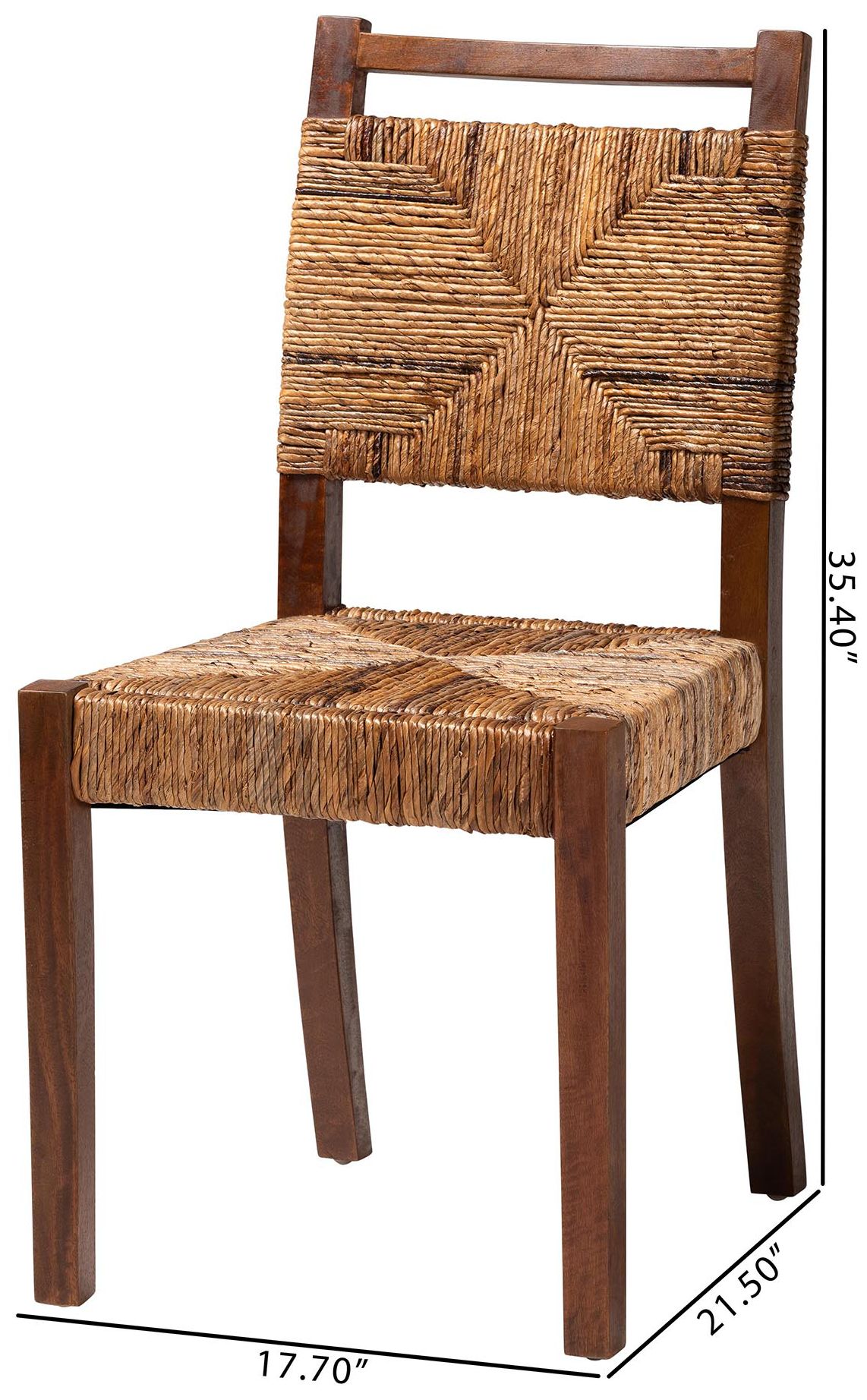 bali & pari Cordoba Natural Seagrass and Mahogany Wood 2 Piece Dining C