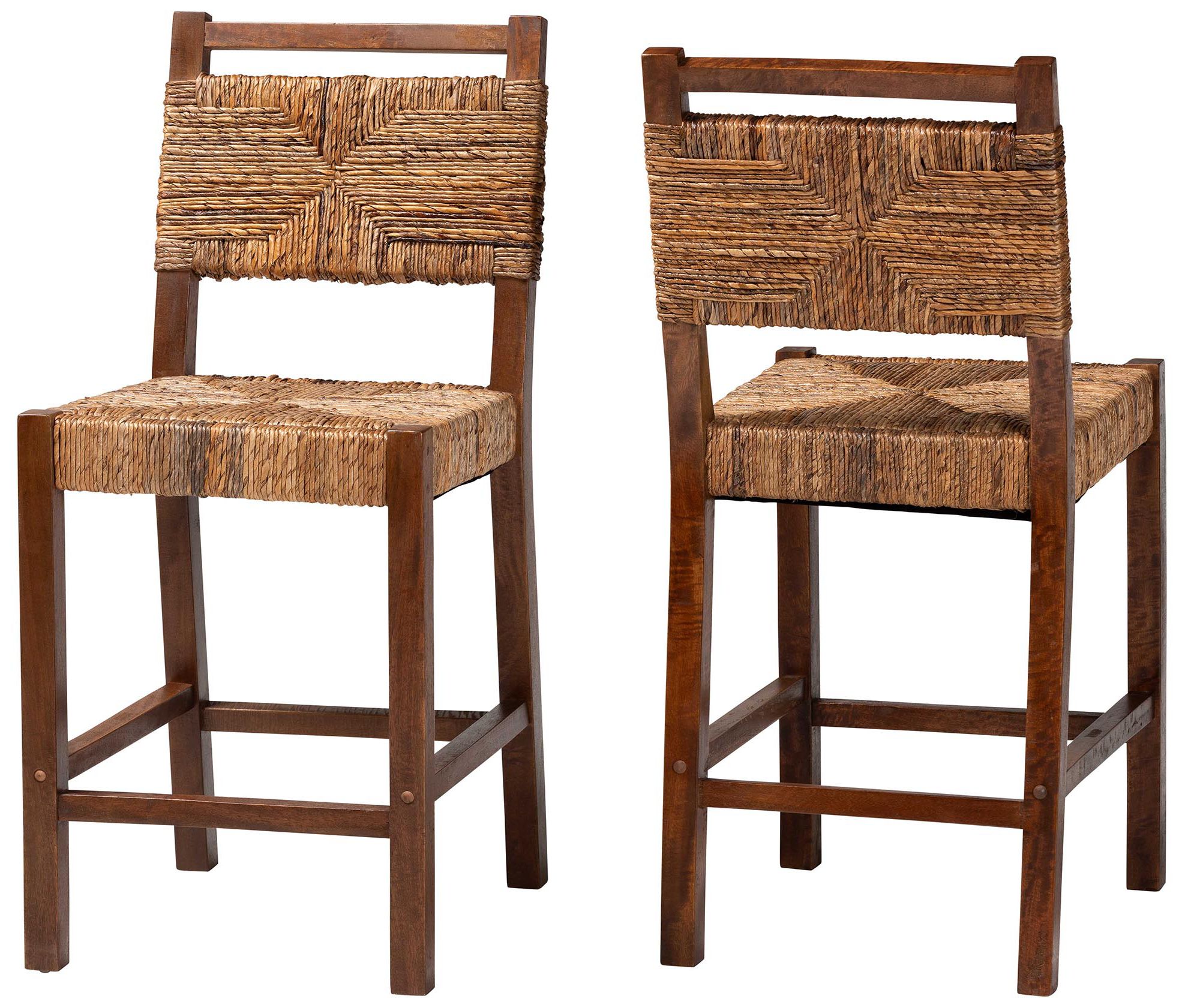 Thumbnail2 of bali & pari Cordoba Seagrass and Mahogany Wood 2 Piece Counter Stool Se
