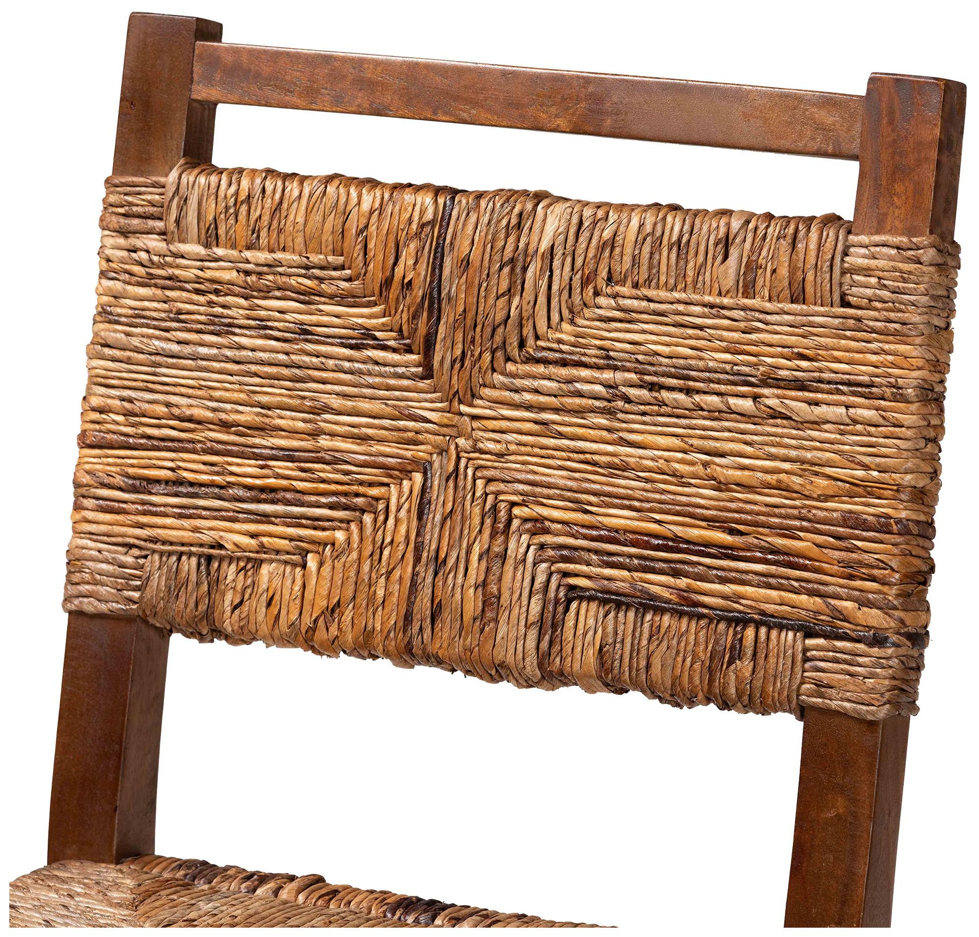 bali & pari Cordoba Seagrass and Mahogany Wood 2 Piece Counter Stool Se