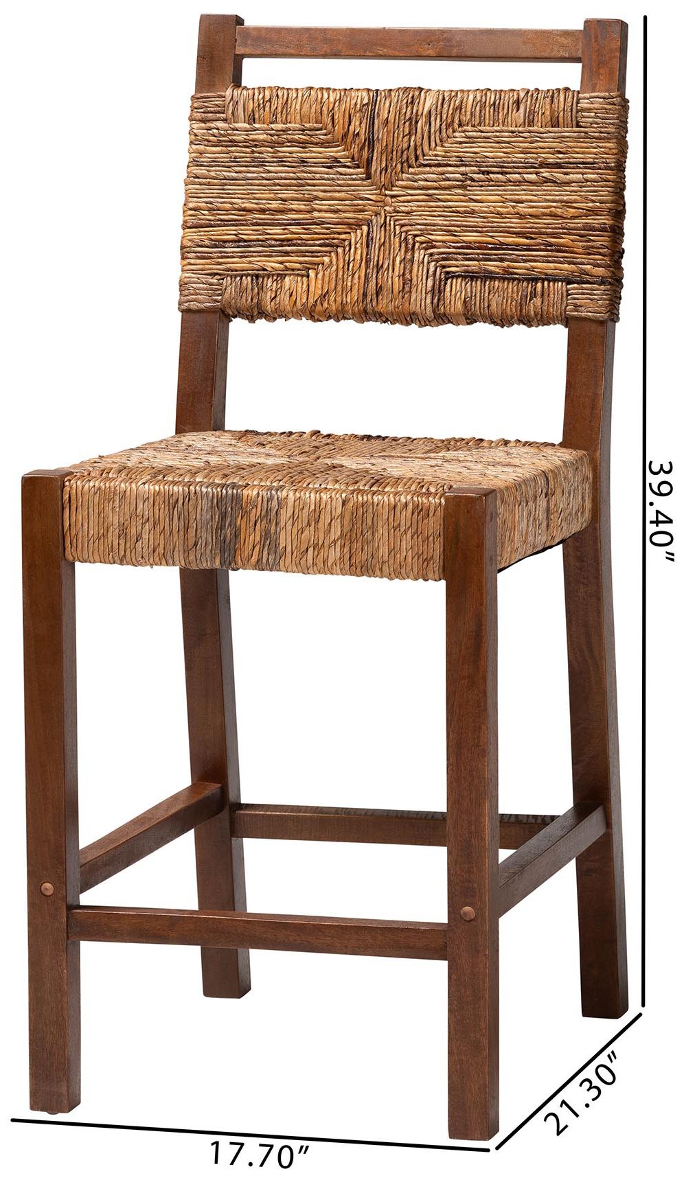 bali & pari Cordoba Seagrass and Mahogany Wood 2 Piece Counter Stool Se