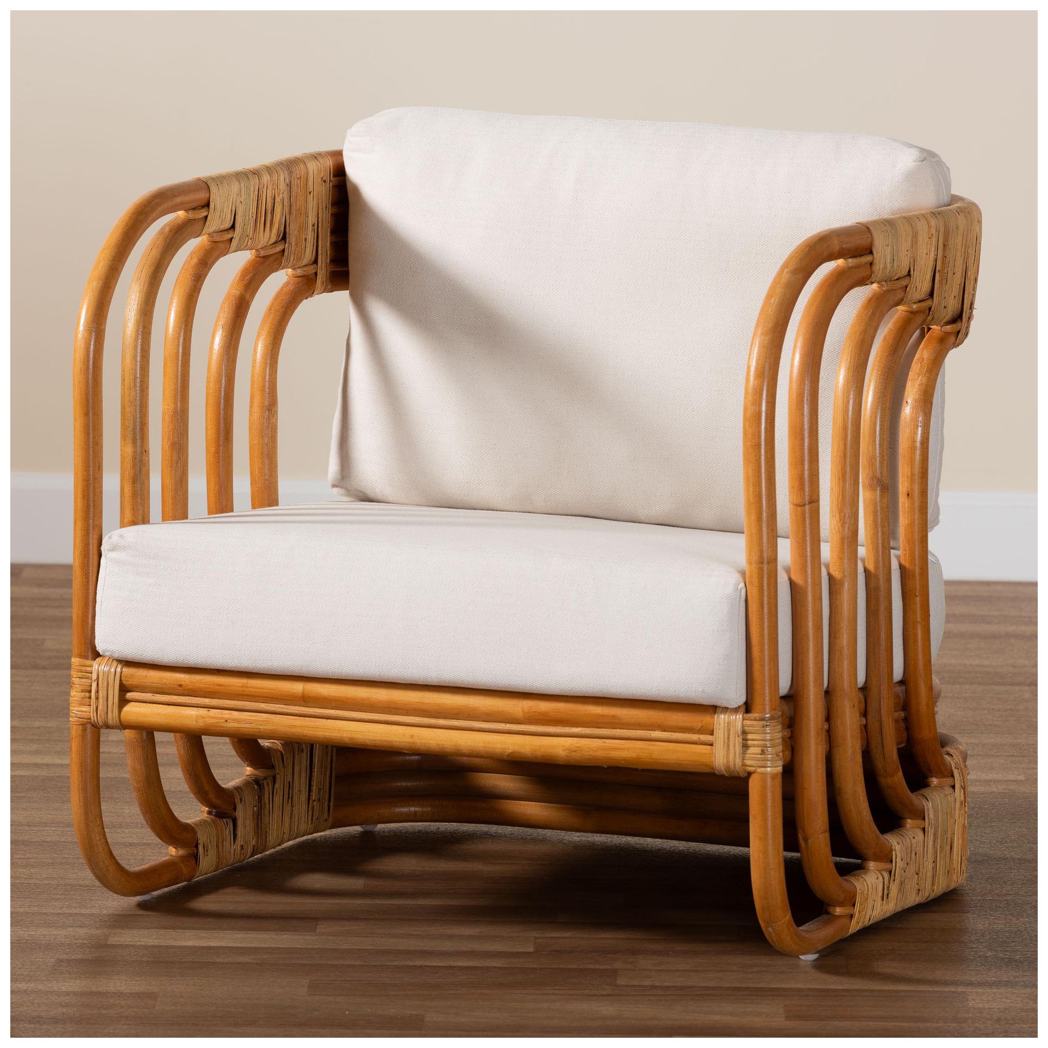 bali & pari Corsa Modern Bohemian Natural Rattan Arm Chair