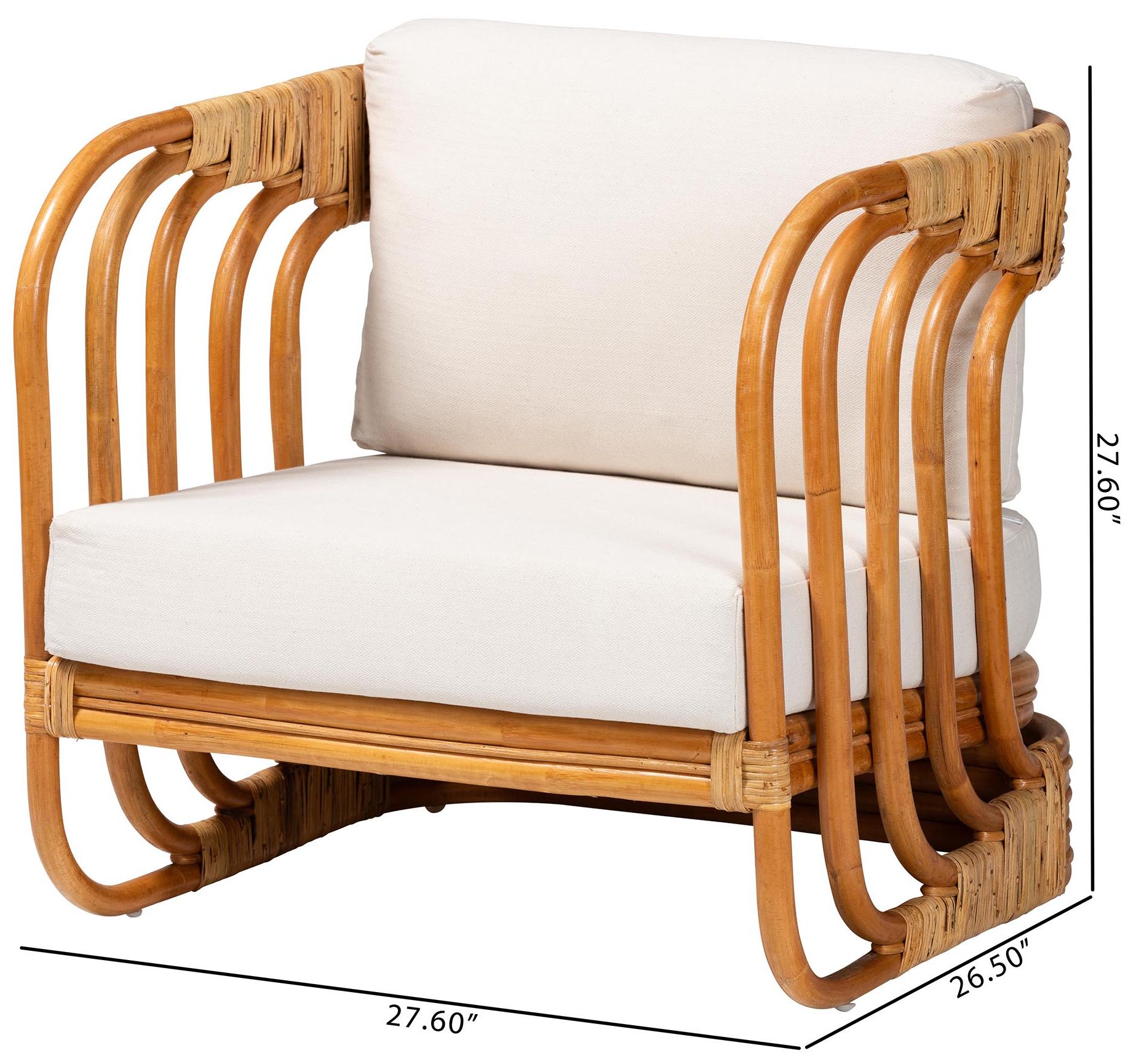 bali & pari Corsa Modern Bohemian Natural Rattan Arm Chair