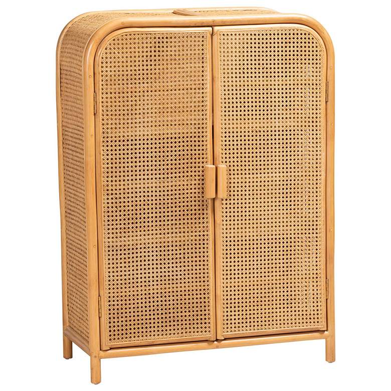 Image 1 bali & pari Curacao Modern Light Honey Rattan 2 Door Storage Cabinet