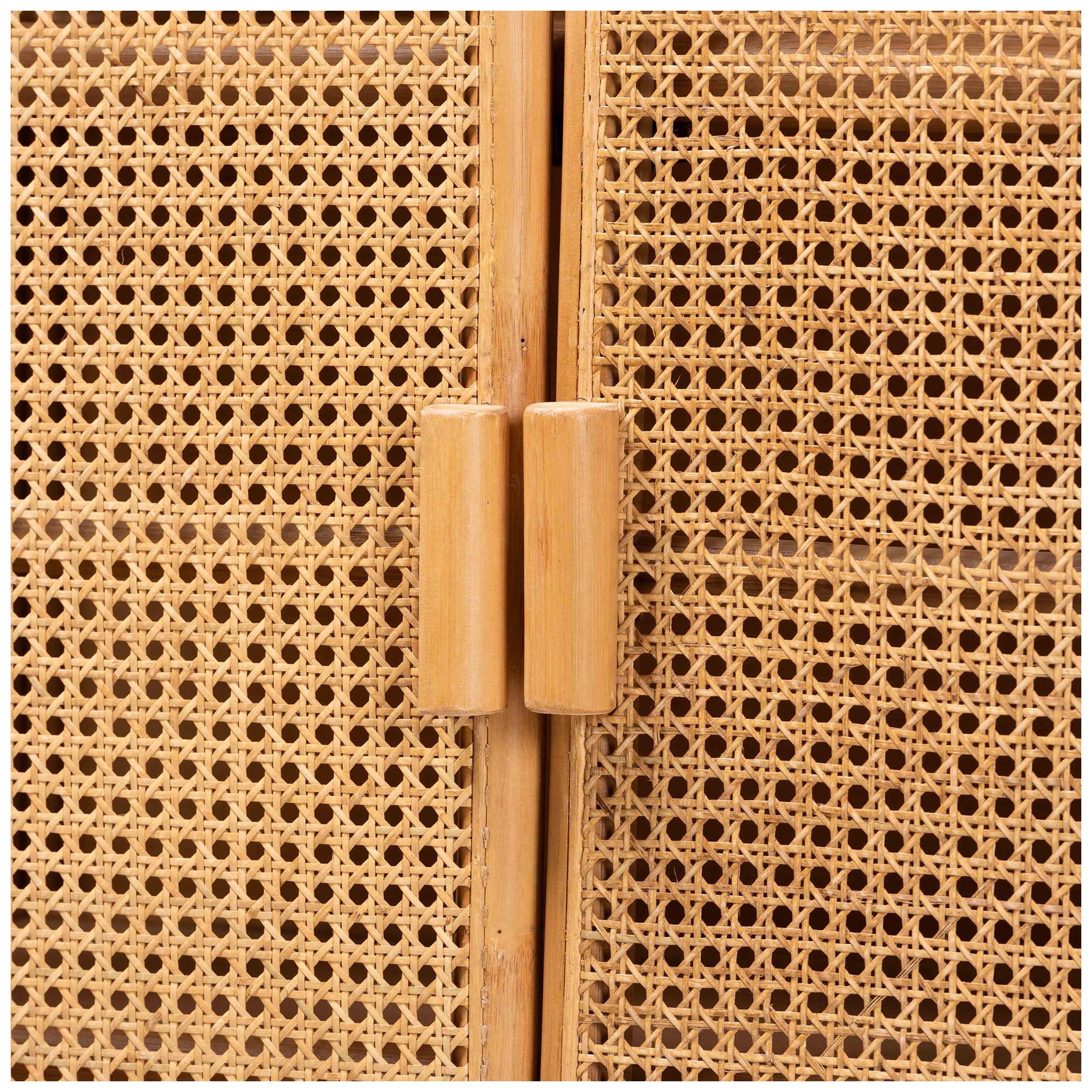 Image 6 bali & pari Curacao Modern Light Honey Rattan 2 Door Storage Cabinet more views