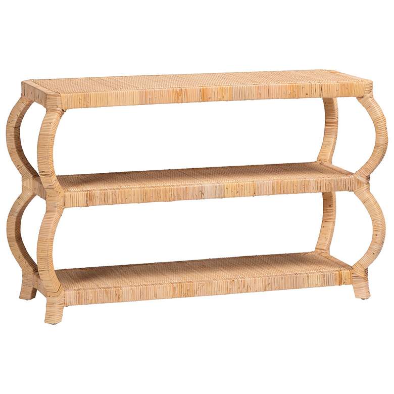 Image 1 bali & pari Dalida Bohemian Natural Rattan 3-Tier Console Table