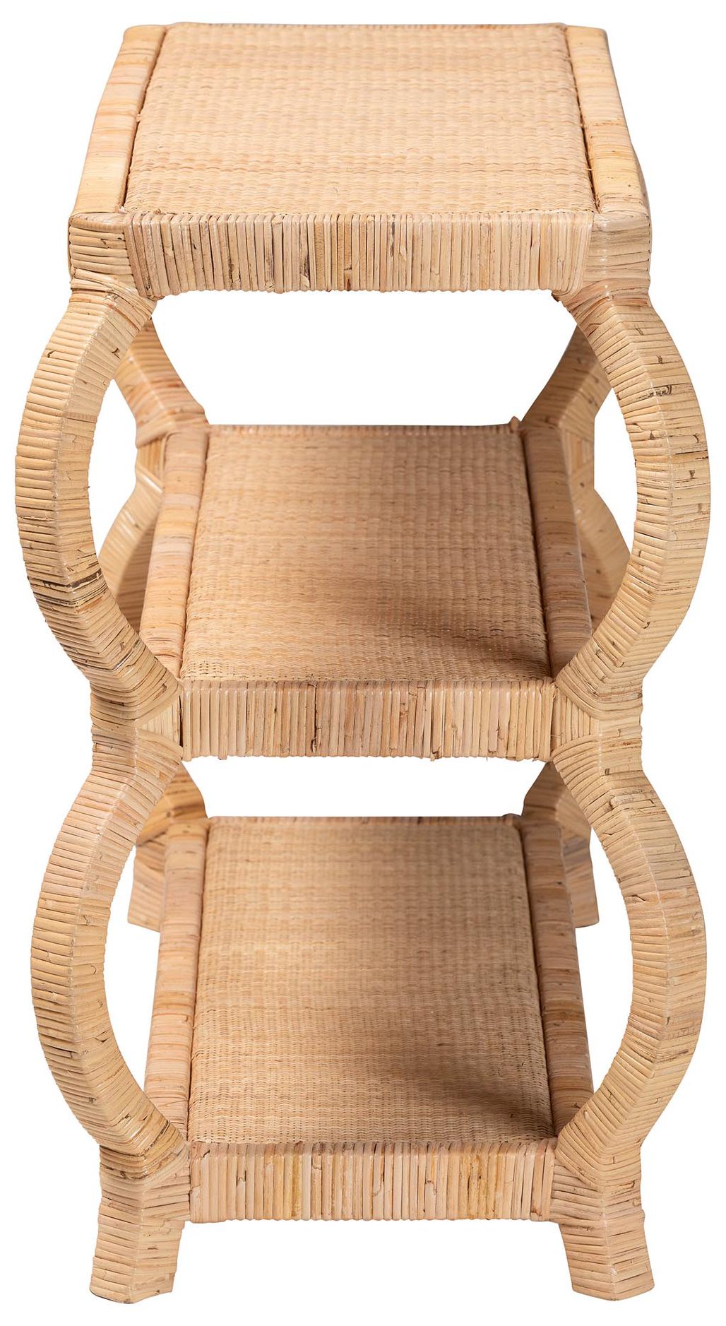 Image 4 bali & pari Dalida Bohemian Natural Rattan 3-Tier Console Table more views