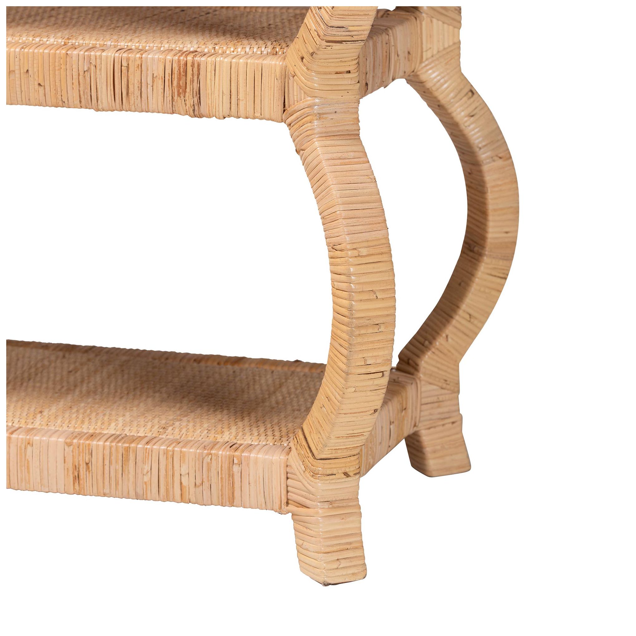 Image 5 bali & pari Dalida Bohemian Natural Rattan 3-Tier Console Table more views