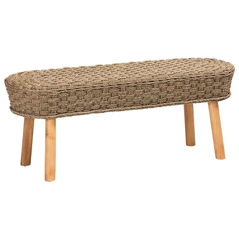 Image 1 bali & pari Denver Modern Natural Seagrass and Acacia Wood Accent Bench