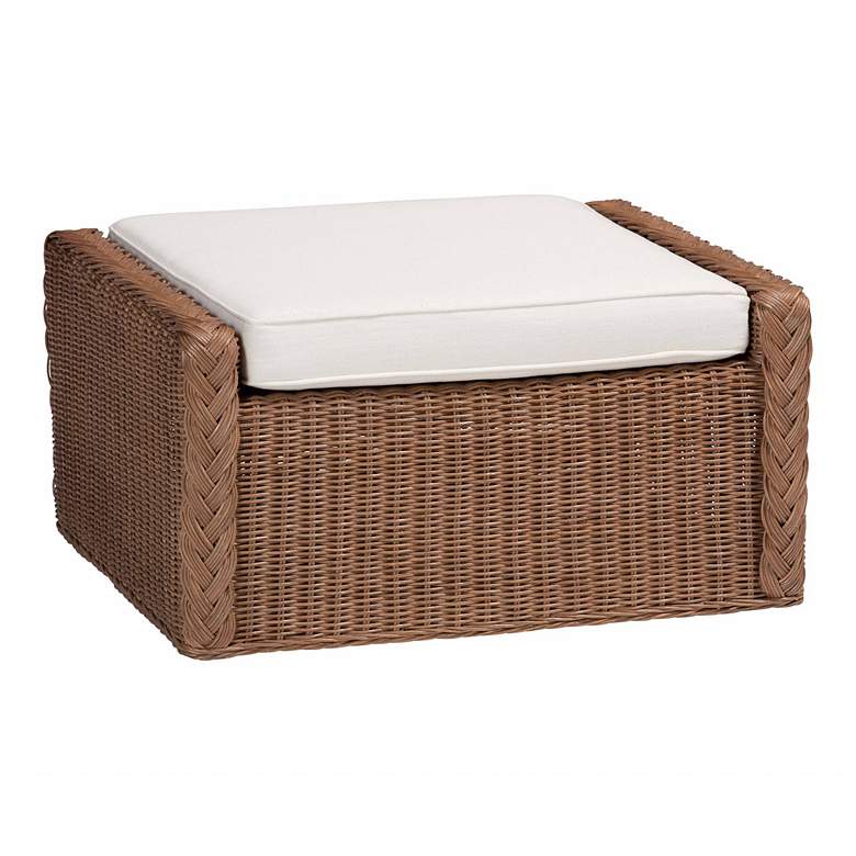 Image 1 bali & pari Derris Bohemian Peanut Brown Braided Rattan Footstool