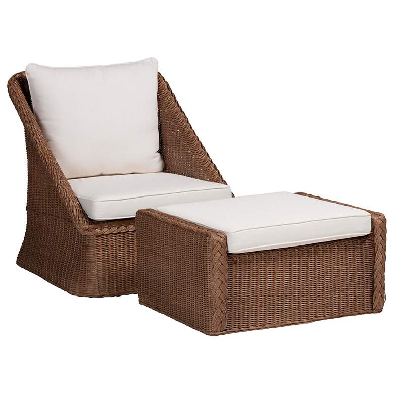 Image 1 bali & pari Derris  Braided Rattan 2-Piece Arm Chair and Footstool Set