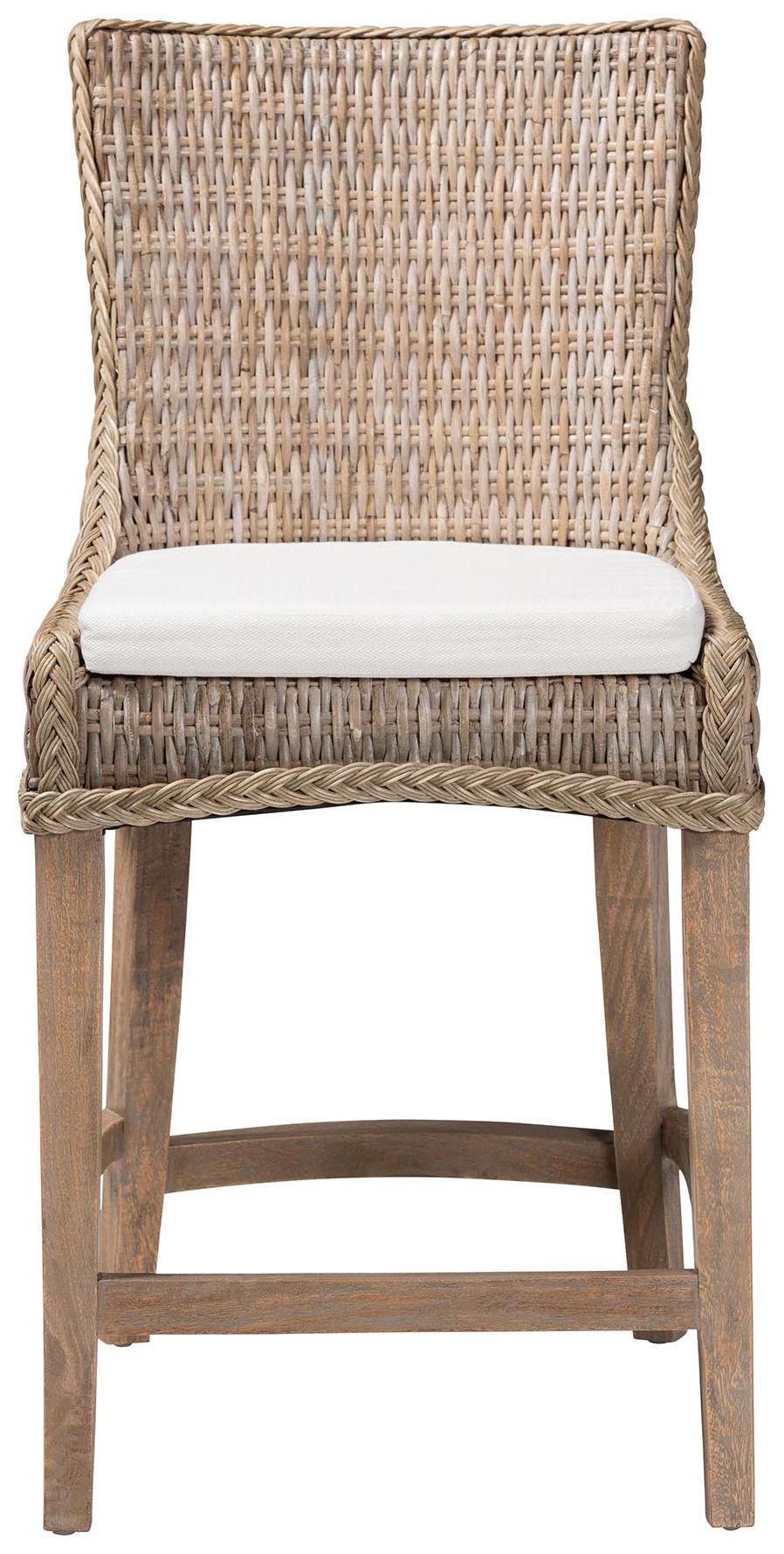 Image 3 bali & pari Derris Natural Rattan Greywashed Counter Stool with Cushion more views