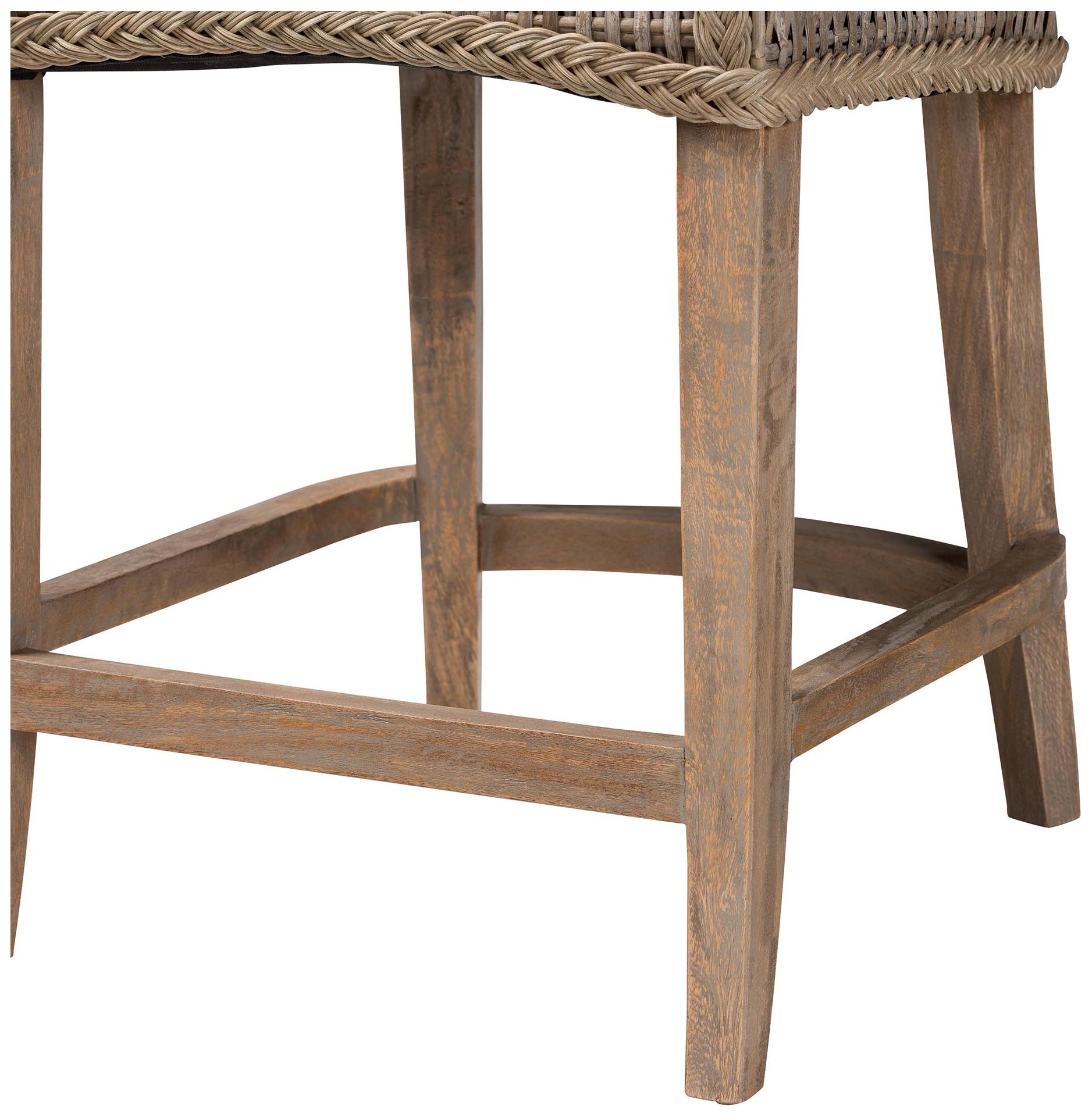 Image 7 bali & pari Derris Natural Rattan Greywashed Counter Stool with Cushion more views