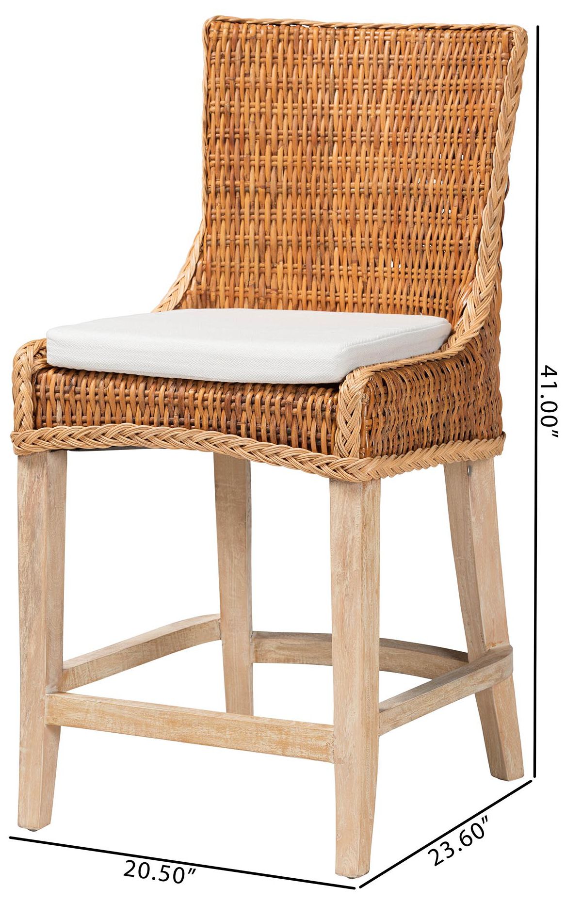 bali &amp; pari Derris Rattan Light Honey Counter Stool with Cushion