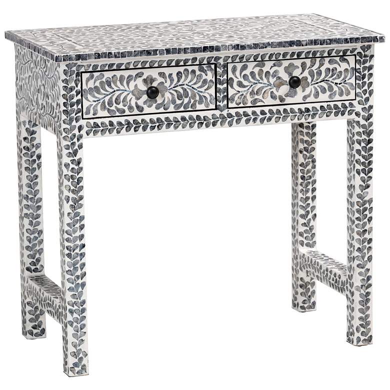 Image 1 bali & pari Diata Black and White Mother of Pearl Capiz Shell Console T