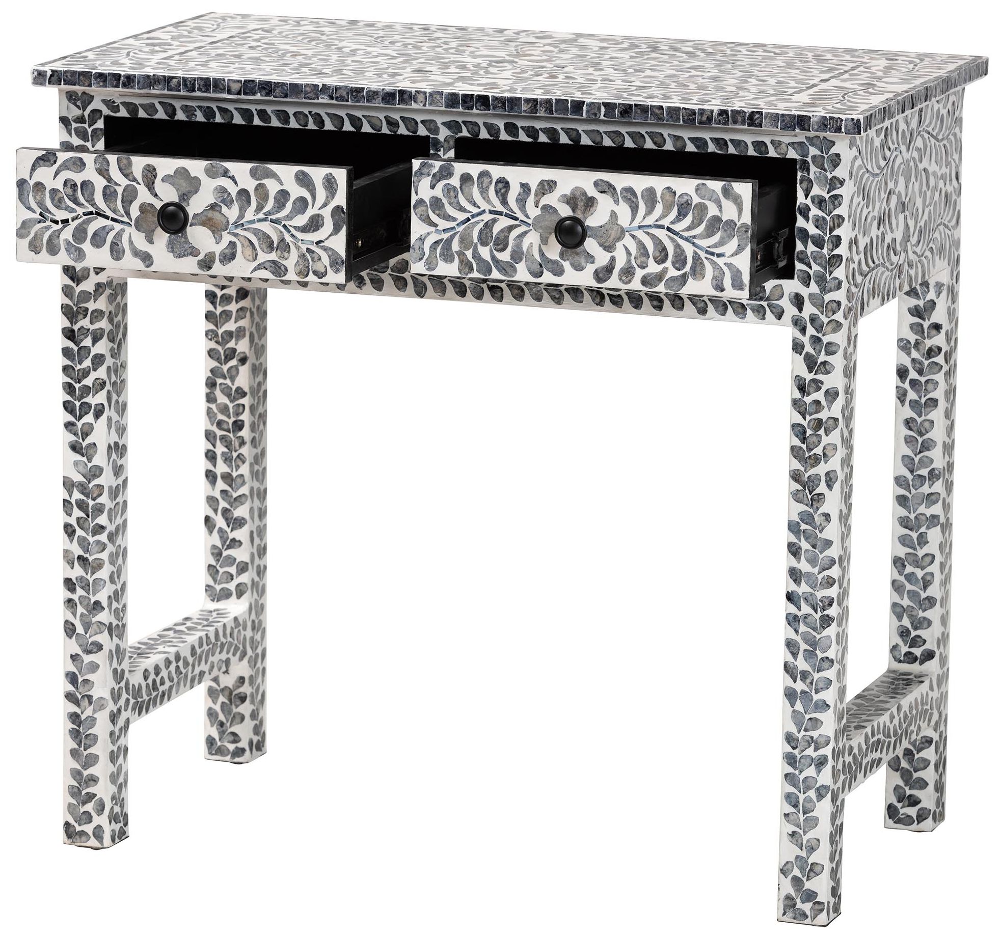 Image 3 bali & pari Diata Black and White Mother of Pearl Capiz Shell Console T more views