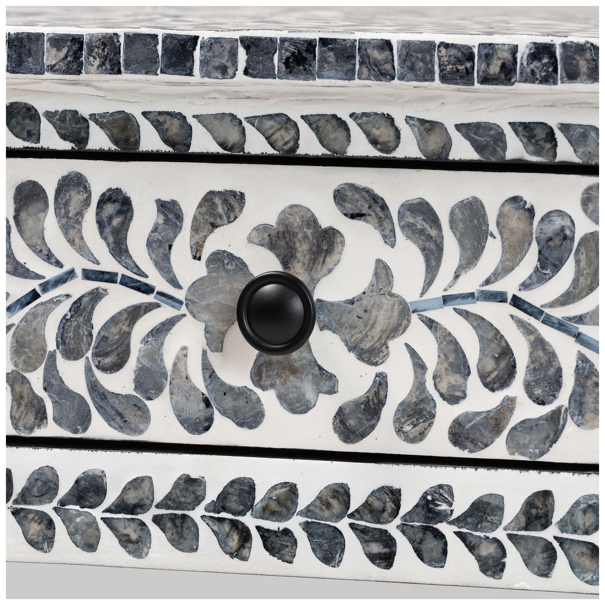 Image 7 bali & pari Diata Black and White Mother of Pearl Capiz Shell Console T more views