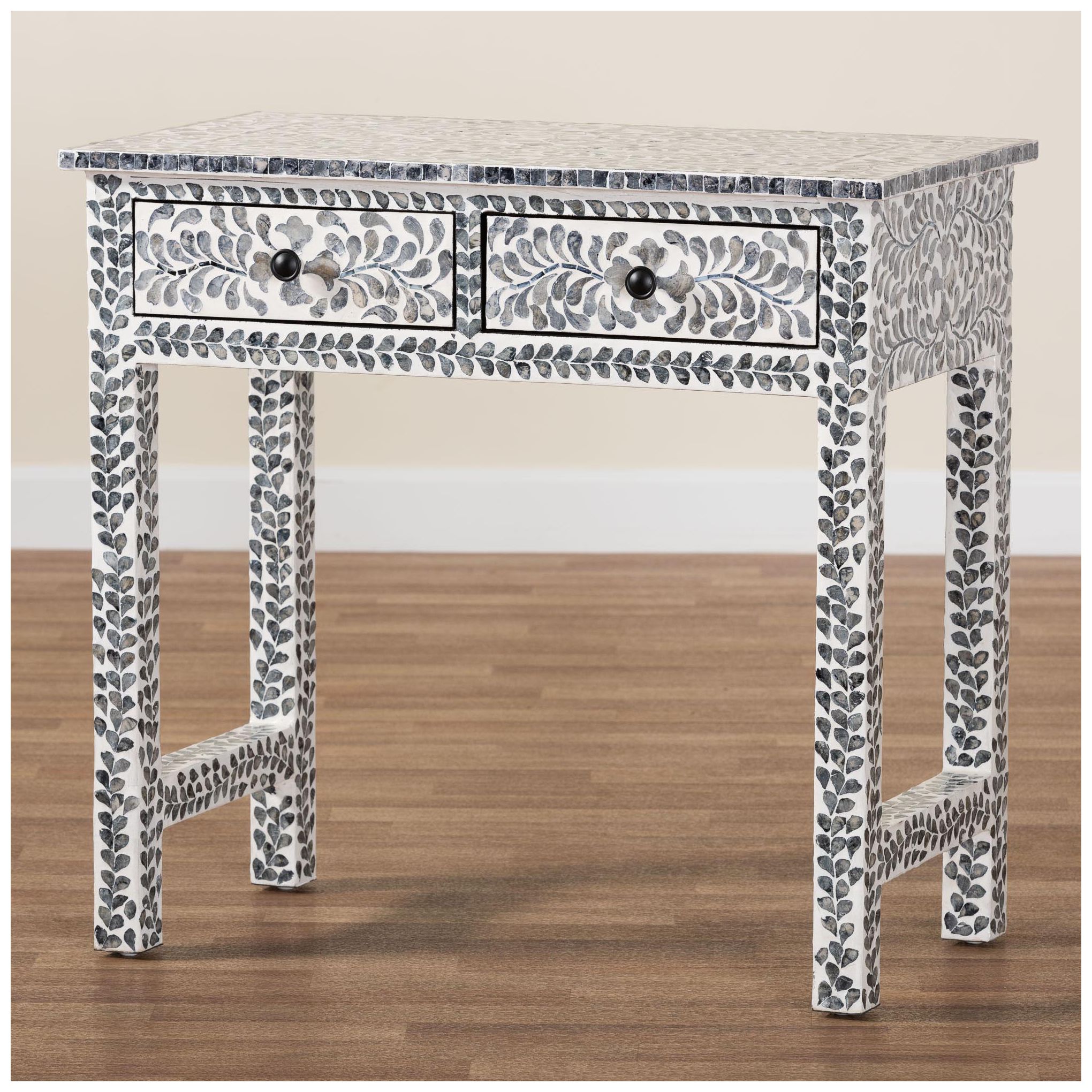 bali & pari Diata Black and White Mother of Pearl Capiz Shell Console T